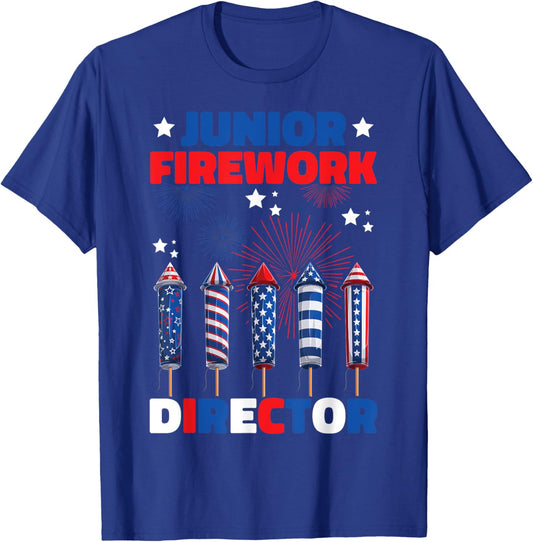Kids Junior Firework Director American 4th Of July T-Shirt - T-Shirt | Royal