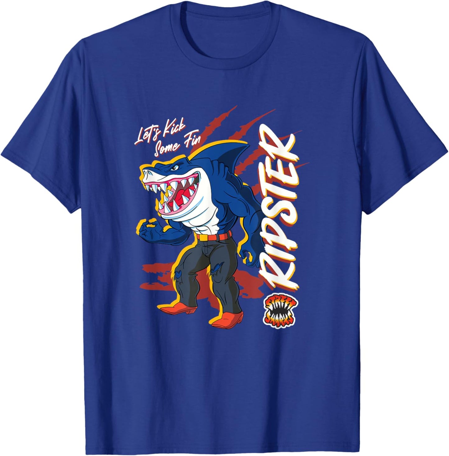 Street Sharks - Ripster Let's Kick Some Fin T-Shirt - T-Shirt | Royal