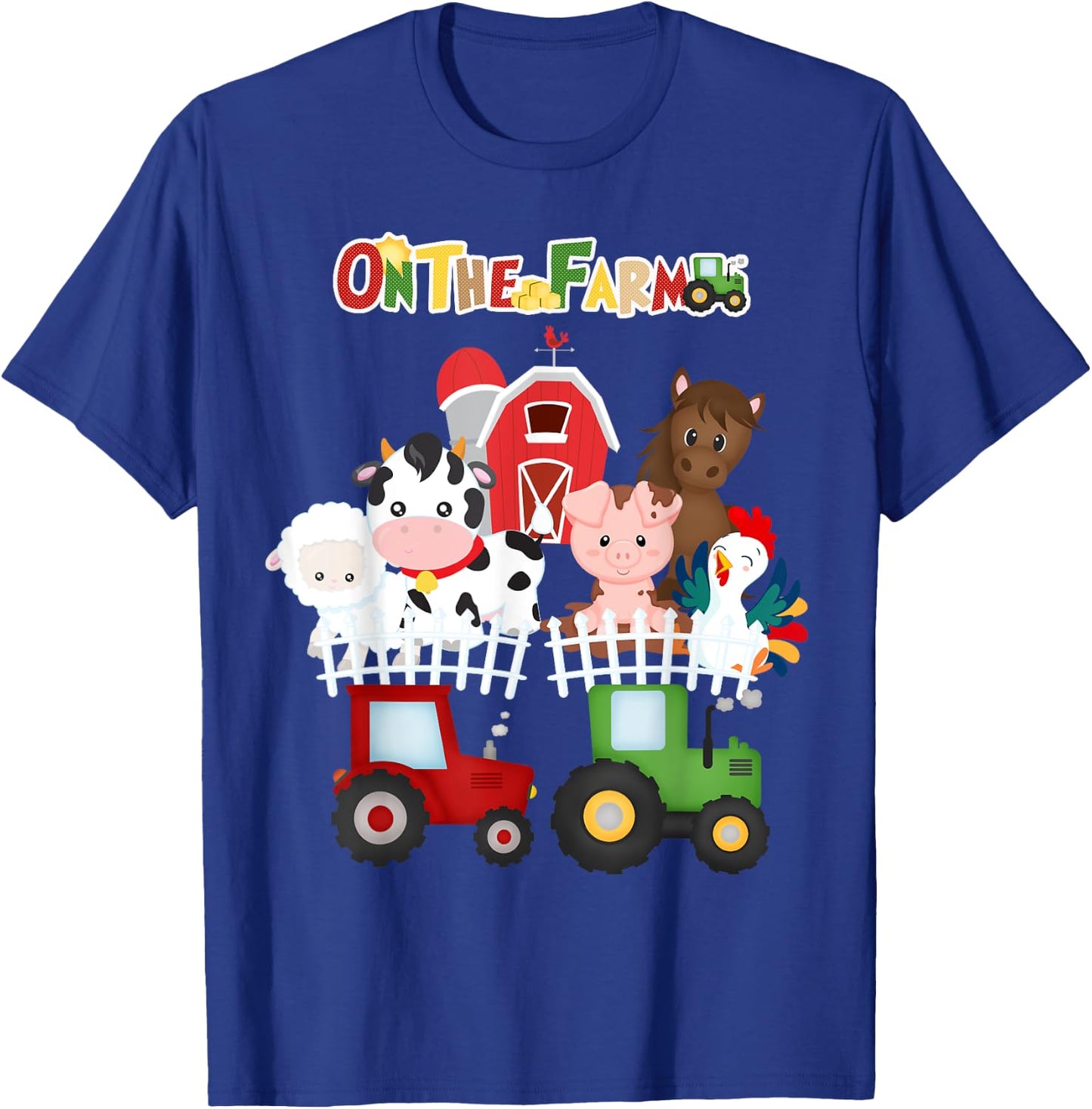 On The Farm Barnyard Farm Animals Cute Toddler Boys Girls T-Shirt - T-Shirt | Royal