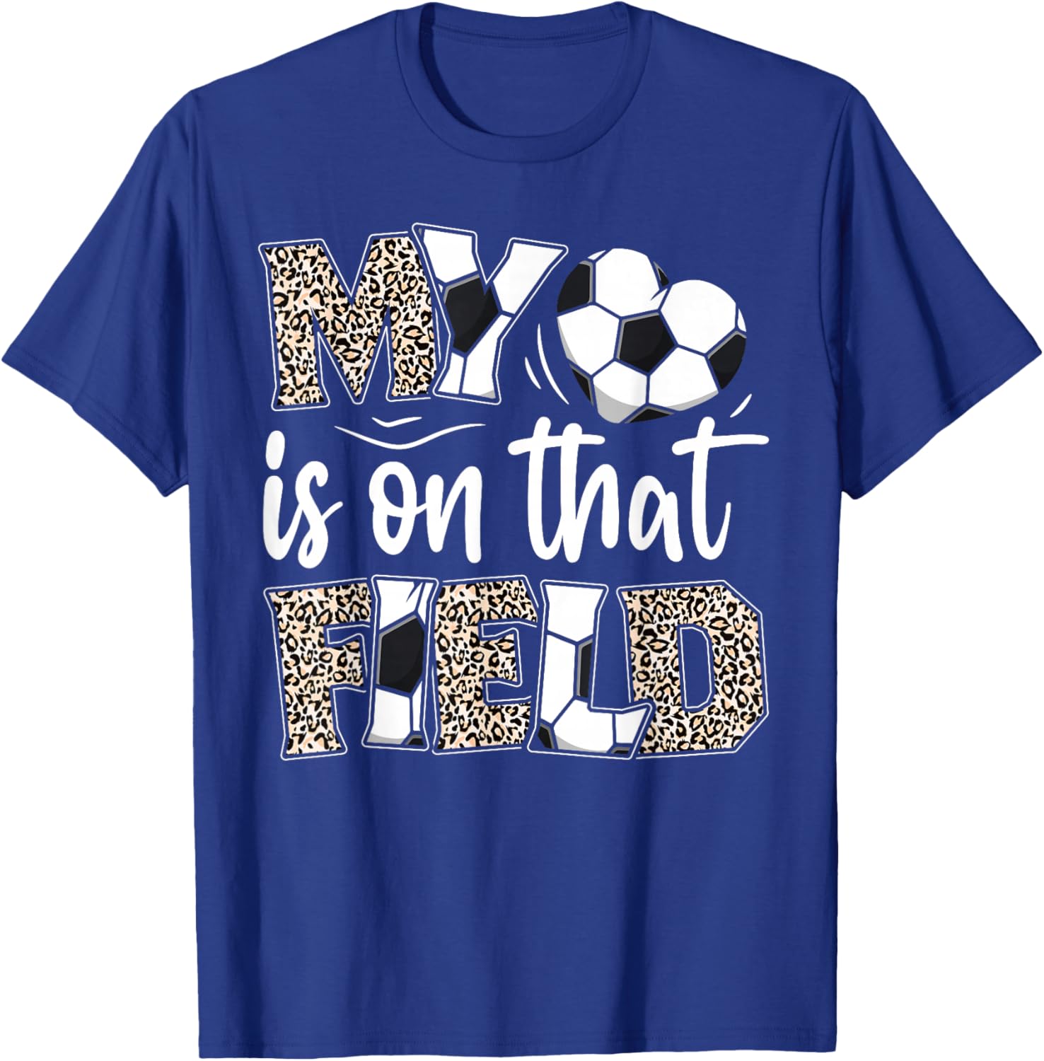 My heart is on that field Soccer leopard soccer mom player T-Shirt - T-Shirt | Royal