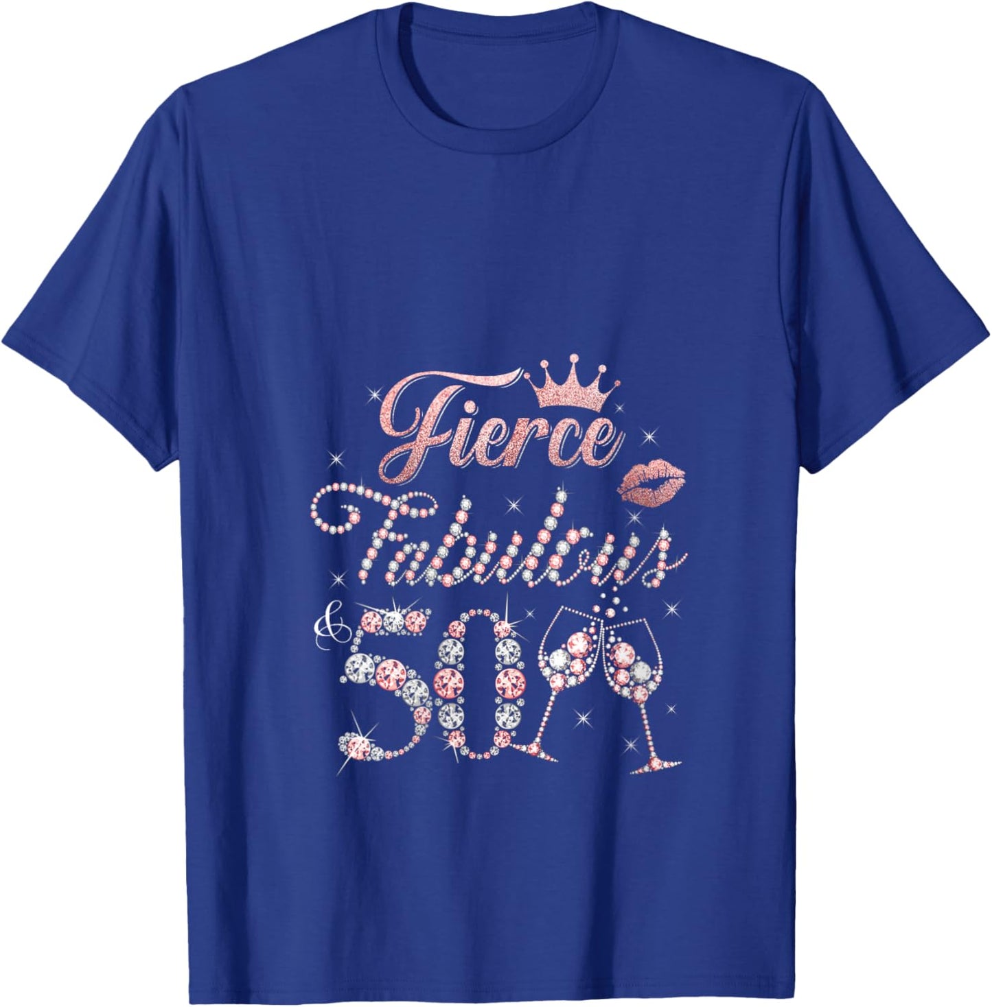 Fierce Fabulous and 50 Decorations 50th Bday 50 Year Old V-Neck T-Shirt - T-Shirt | Royal