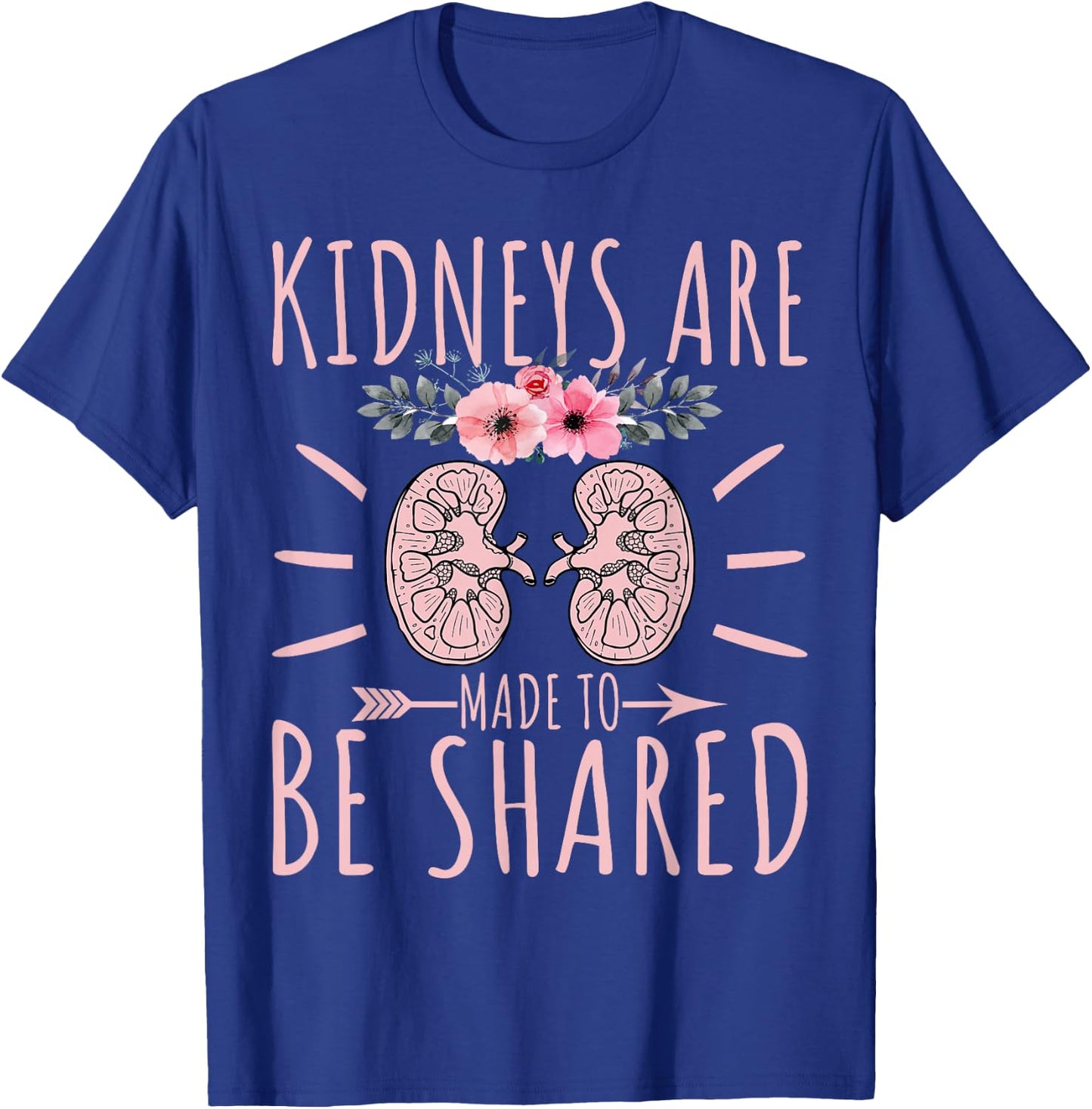 Get Well Kidney Transplant Gifts Co. Kidney Donor Awareness - Adults, Black, Small, Short Sleeve, Graphic Floral, Crew Collar, Regular Fit T-Shirt - T-Shirt | Royal