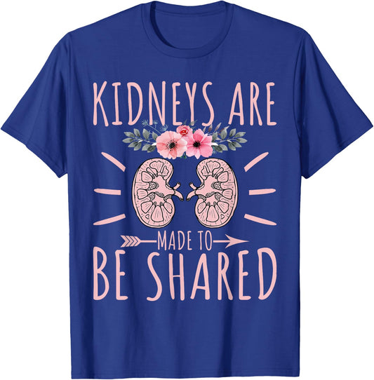 Get Well Kidney Transplant Gifts Co. Kidney Donor Awareness - Adults, Black, Small, Short Sleeve, Graphic Floral, Crew Collar, Regular Fit T-Shirt - T-Shirt | Royal