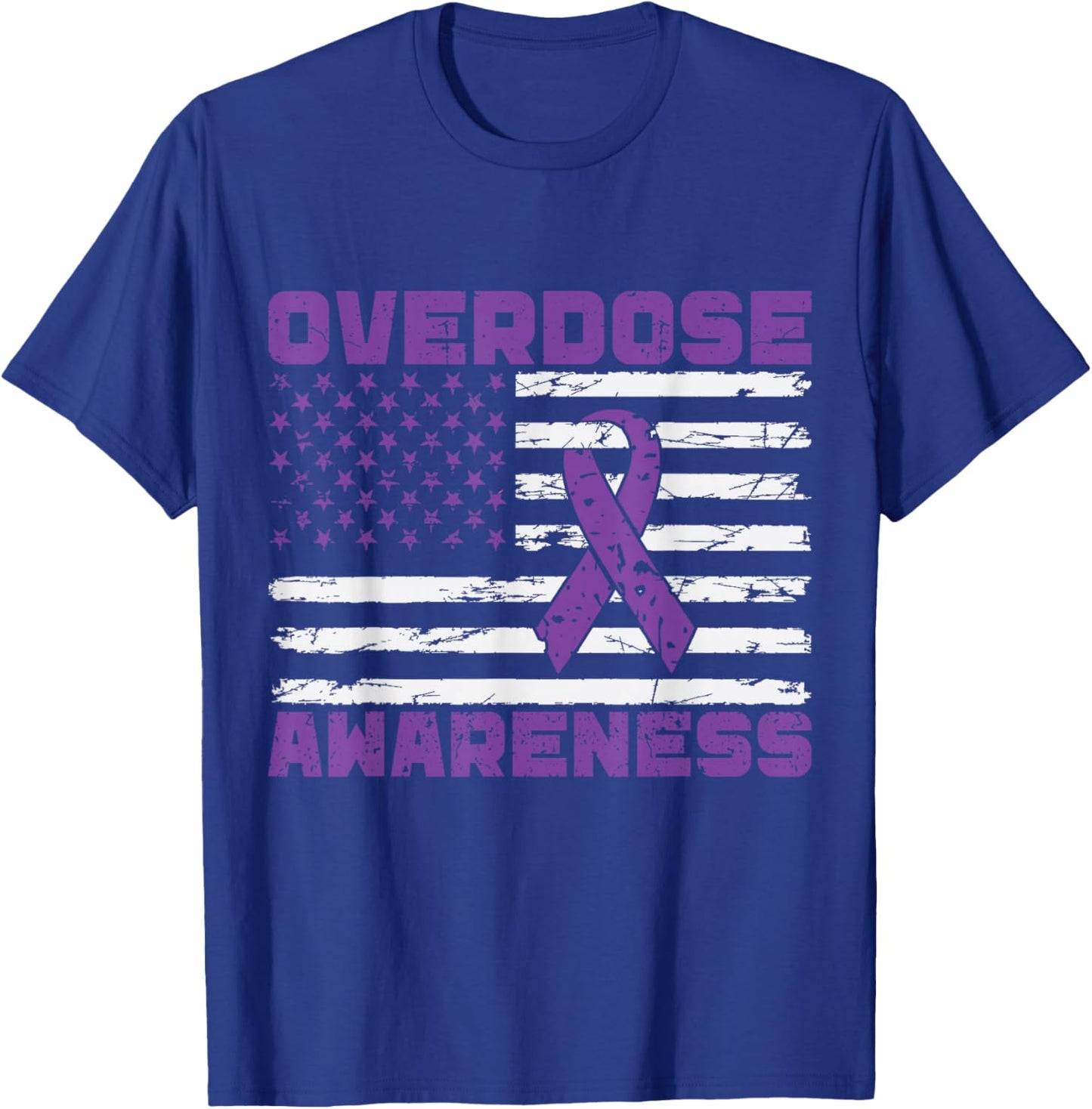 Overdose Awareness Purple Ribbon Drug Addiction T-Shirt - T-Shirt | Royal