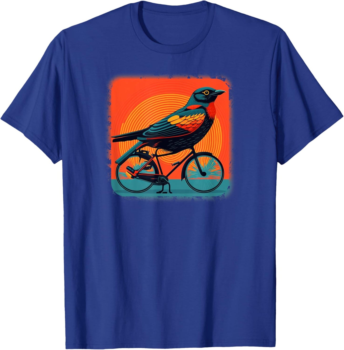 Redwing Blackbird - Redwinged Bird on a Bicycle T-Shirt - T-Shirt | Royal