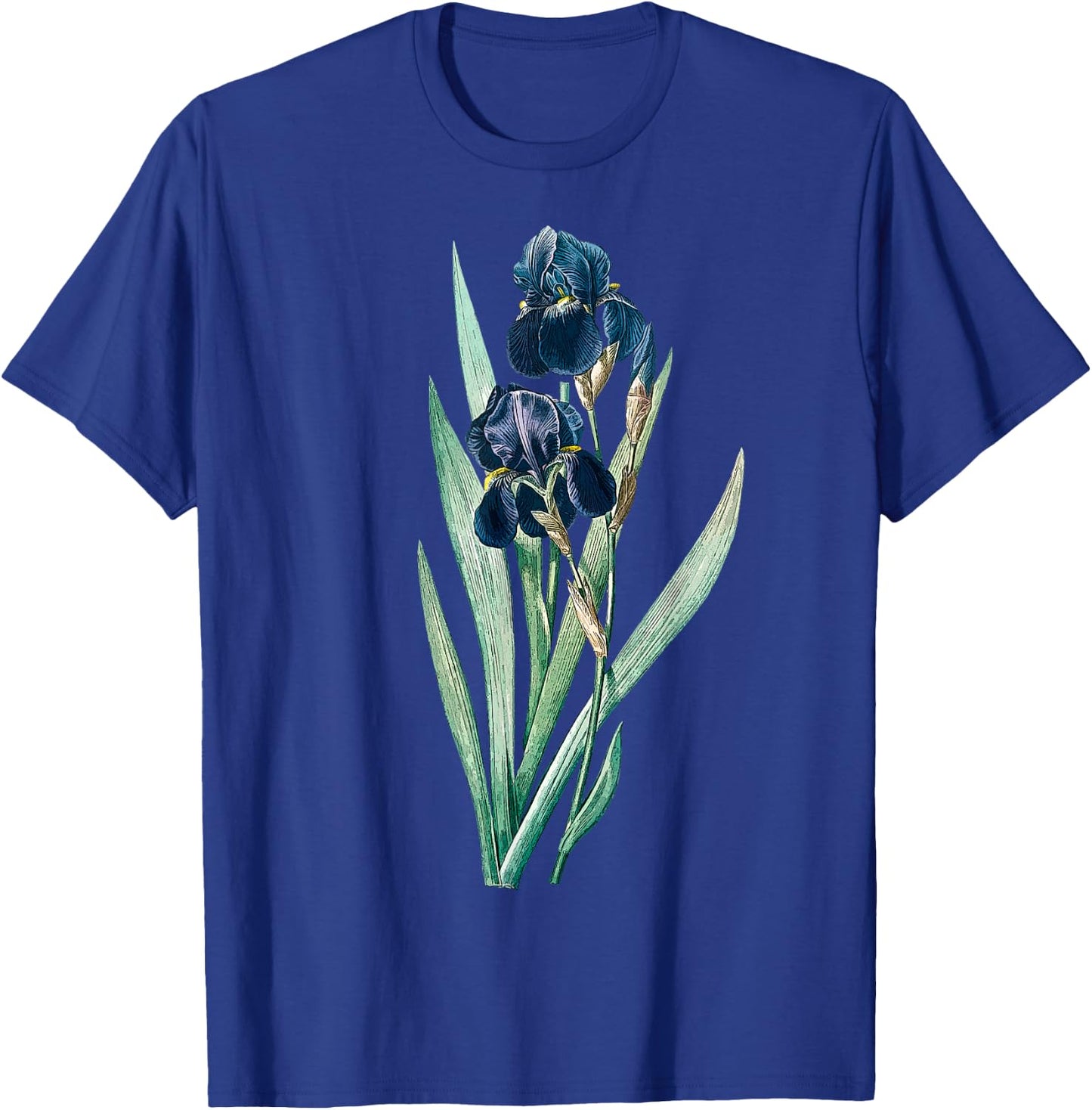 Elegant Iris Flower Antique Plants Botanical Vintage Gift T-Shirt - T-Shirt | Royal