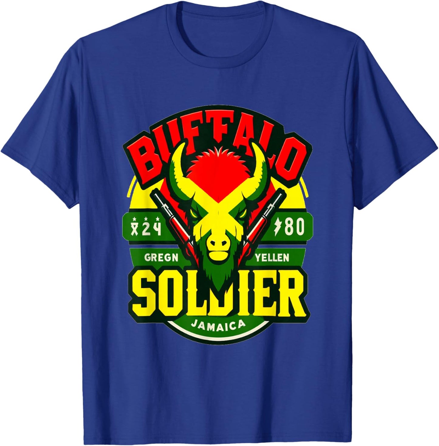 Buffalo Soldier Jamaica Reggae Music Graphic Classic T-Shirt - T-Shirt | Royal