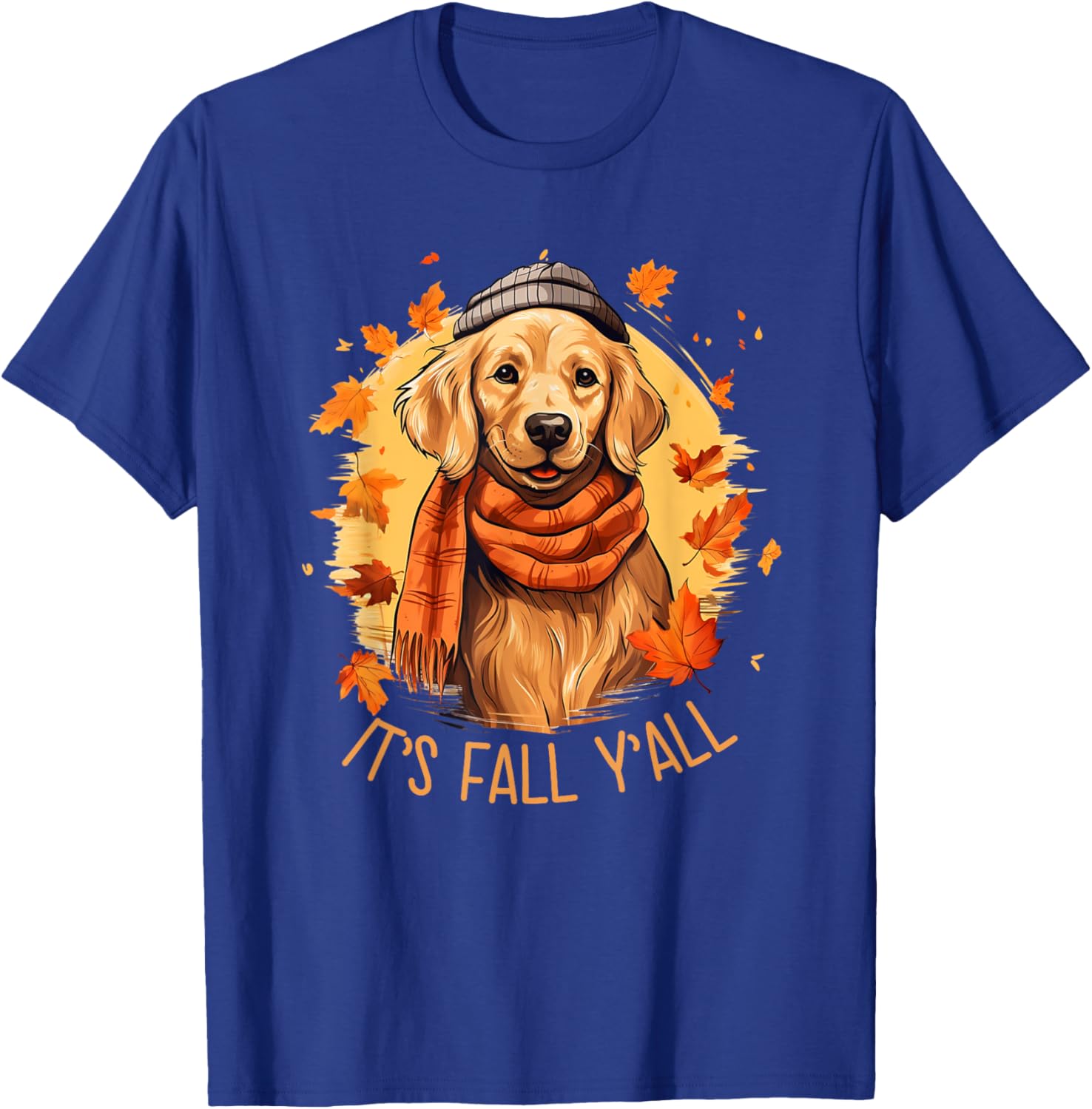Golden Retriever Dog as Fall Autumn Season Women T-Shirt - T-Shirt | Royal