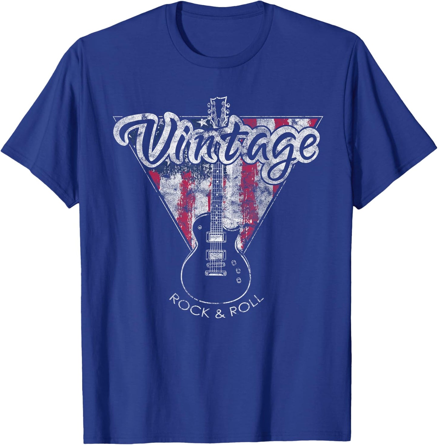 American Flag Guitar Vintage Guitar Player Gift T-Shirt - T-Shirt | Royal