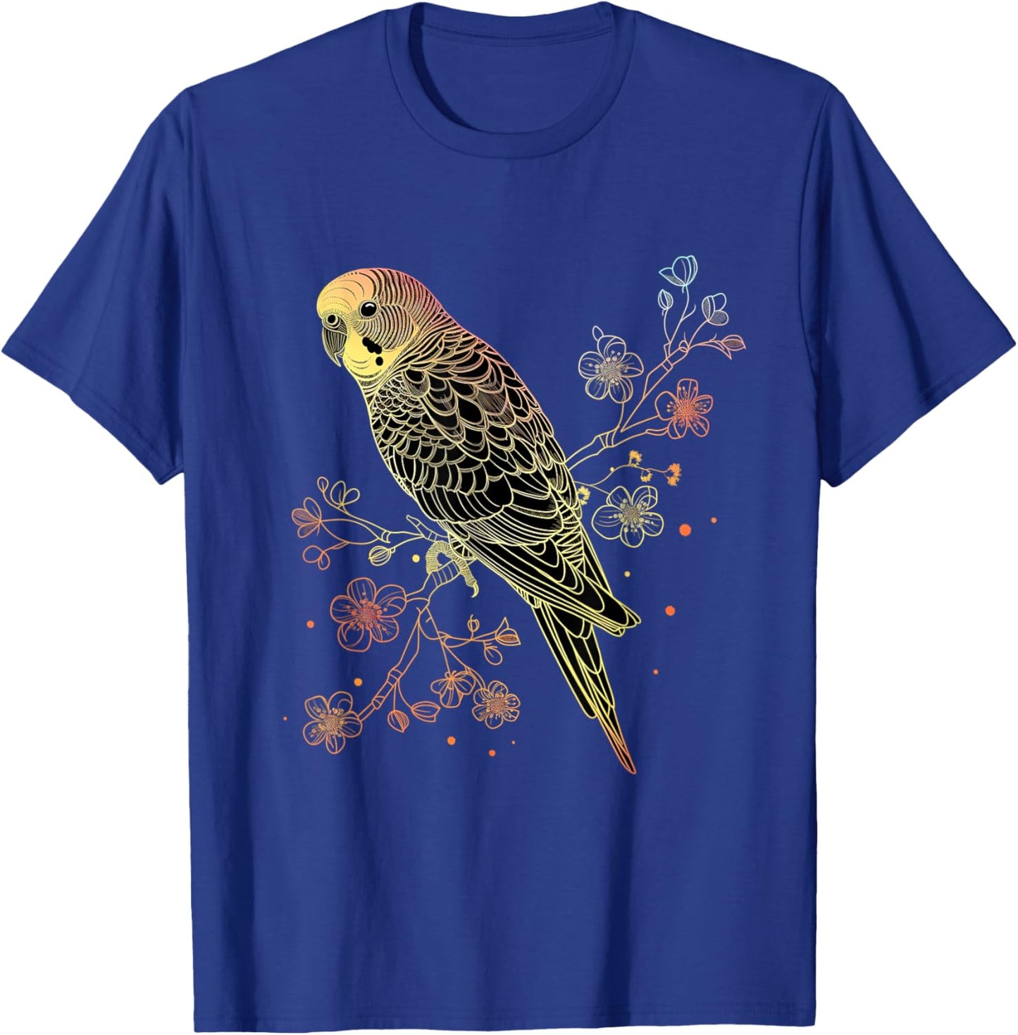 Budgie Parakeet Bird Mom Budgerigar Parrot Vintage Flower T-Shirt - T-Shirt | Royal