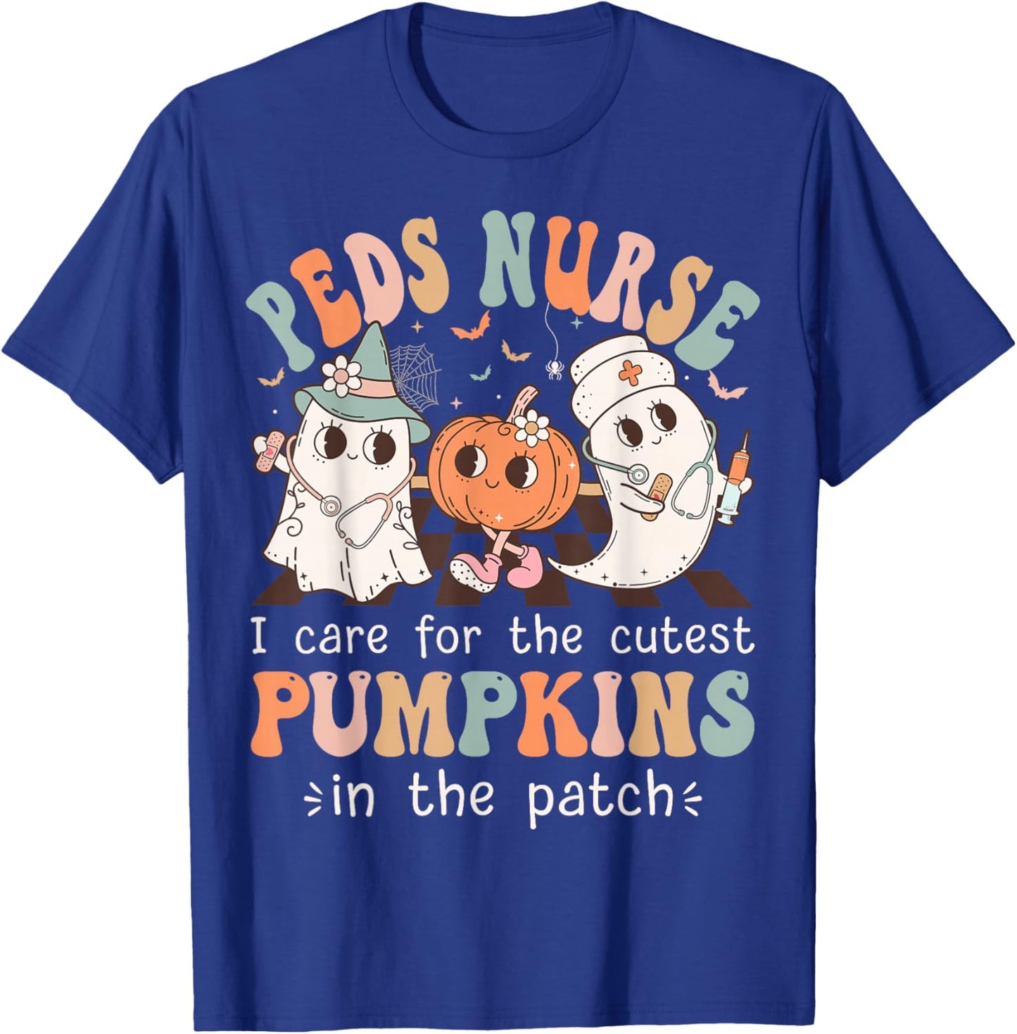Peds Nurse Cutest Pumpkins Halloween Pediatric Nurse T-Shirt - T-Shirt | Royal