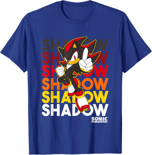 Sonic The Hedgehog Shadow Stacked Text Cool Logo T-Shirt - T-Shirt | Royal