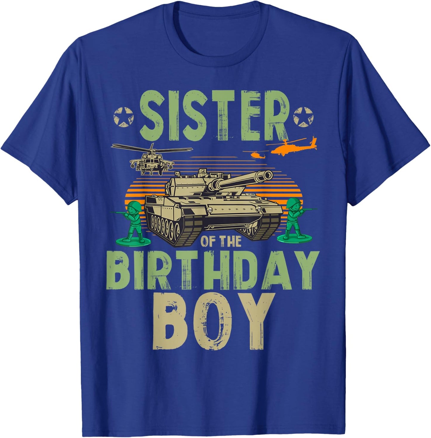 Sister of the Birthday Boy Army Party Matching Family T-Shirt - T-Shirt | Royal