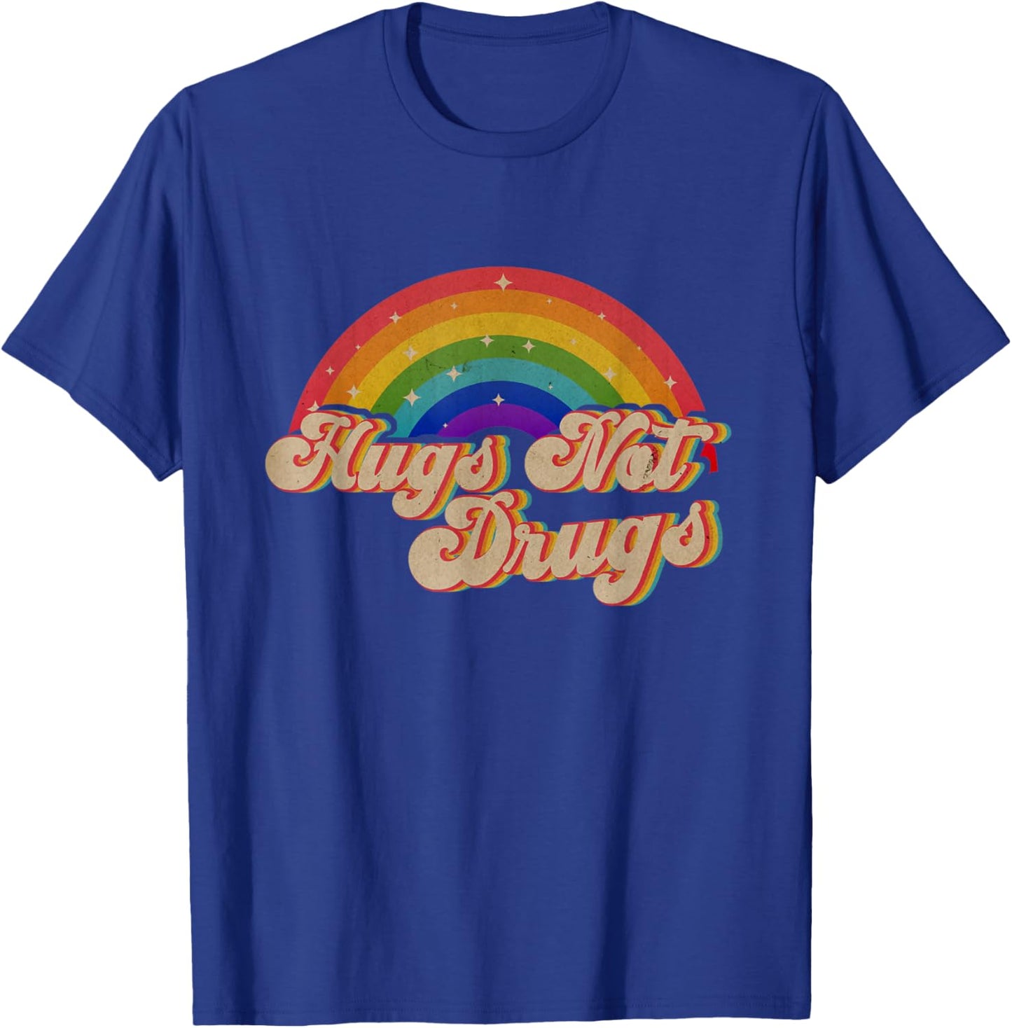 Narcotics Anonymous Hugs Not Drugs AA NA Sobriety Rainbow T-Shirt - T-Shirt | Royal