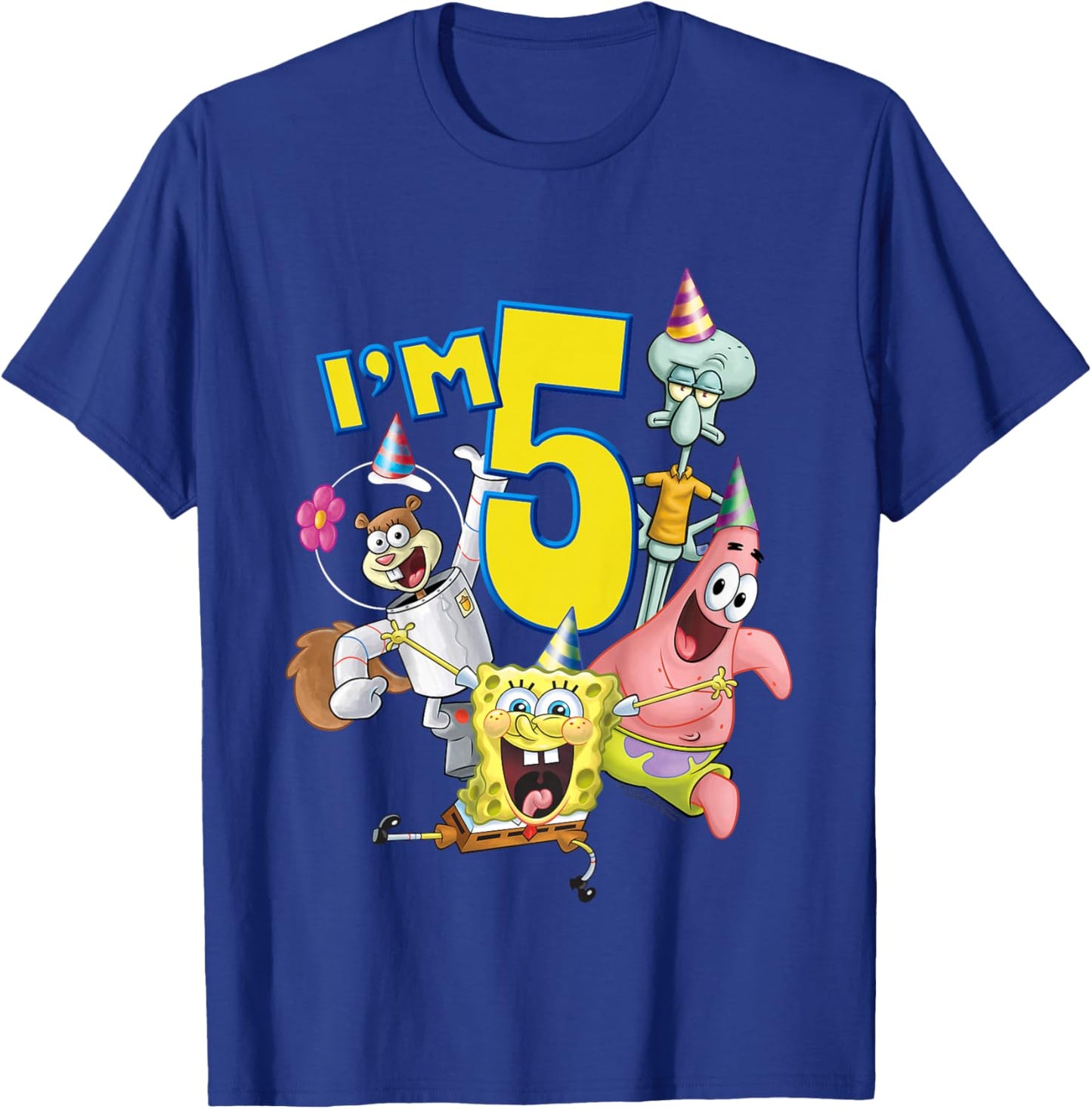 Kids Spongebob Squarepants 5th Birthday Today I'm 5 T-Shirt - T-Shirt | Royal