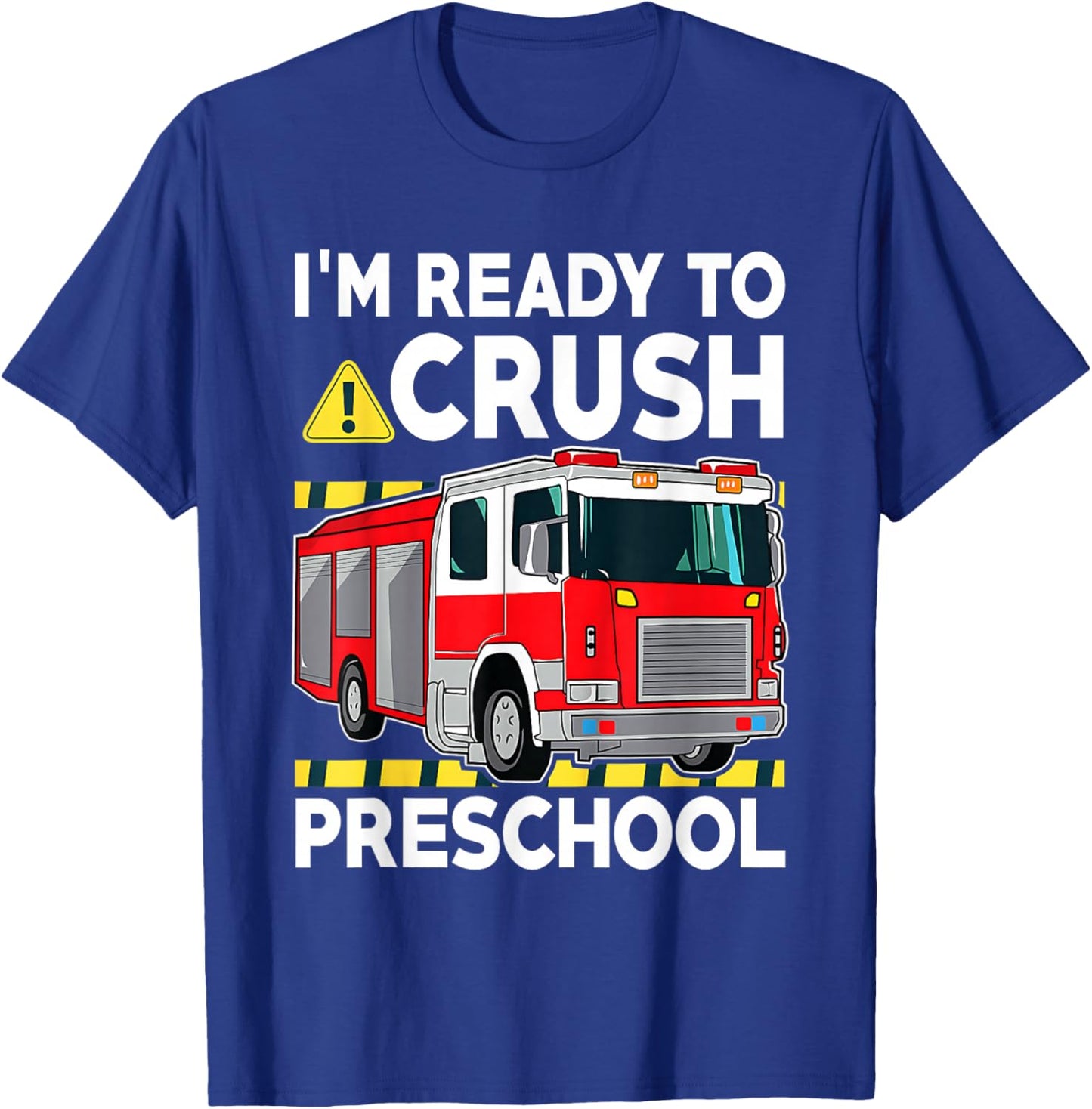 Kids Preschool Boy Fire Truck Back to School Firefighter Boy T-Shirt - T-Shirt | Royal