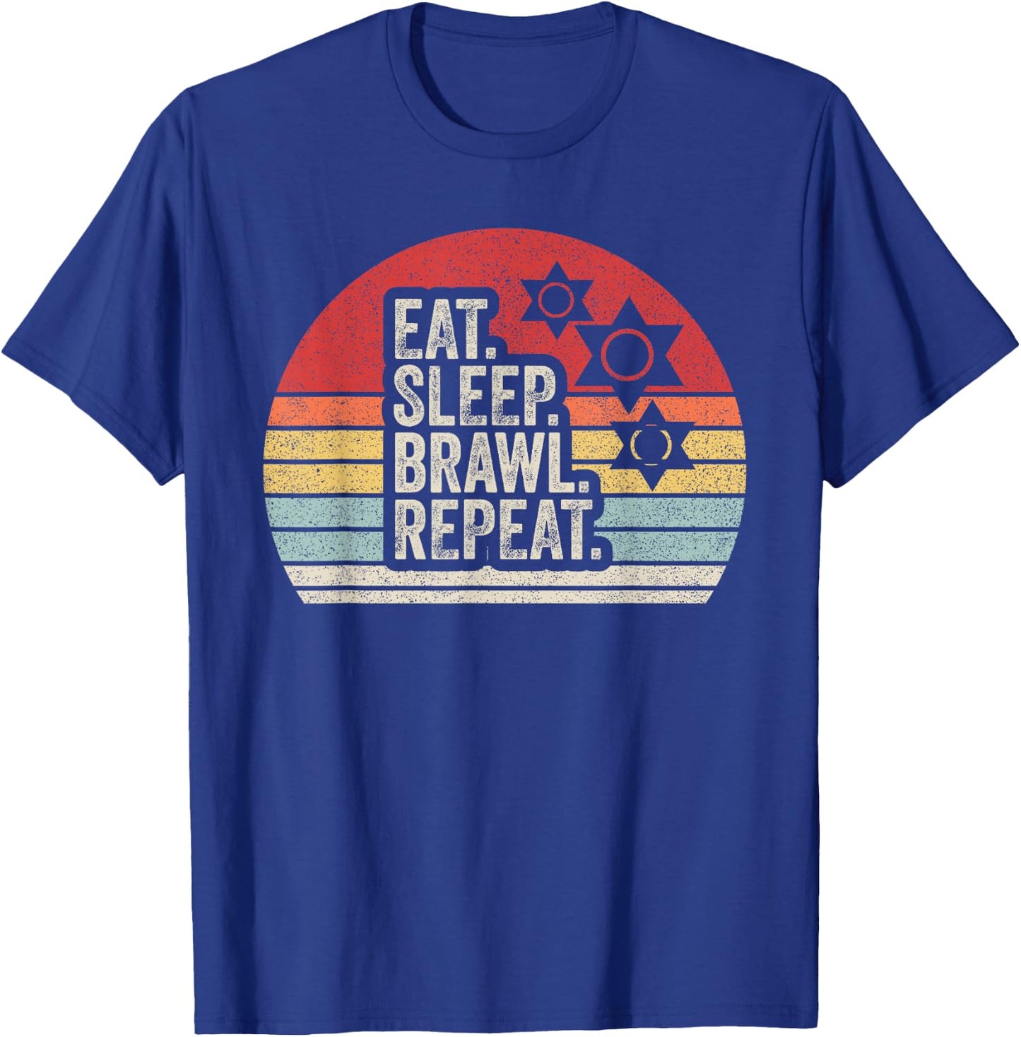 Vintage Retro Eat Sleep Brawl Repeat T-Shirt - T-Shirt | Royal