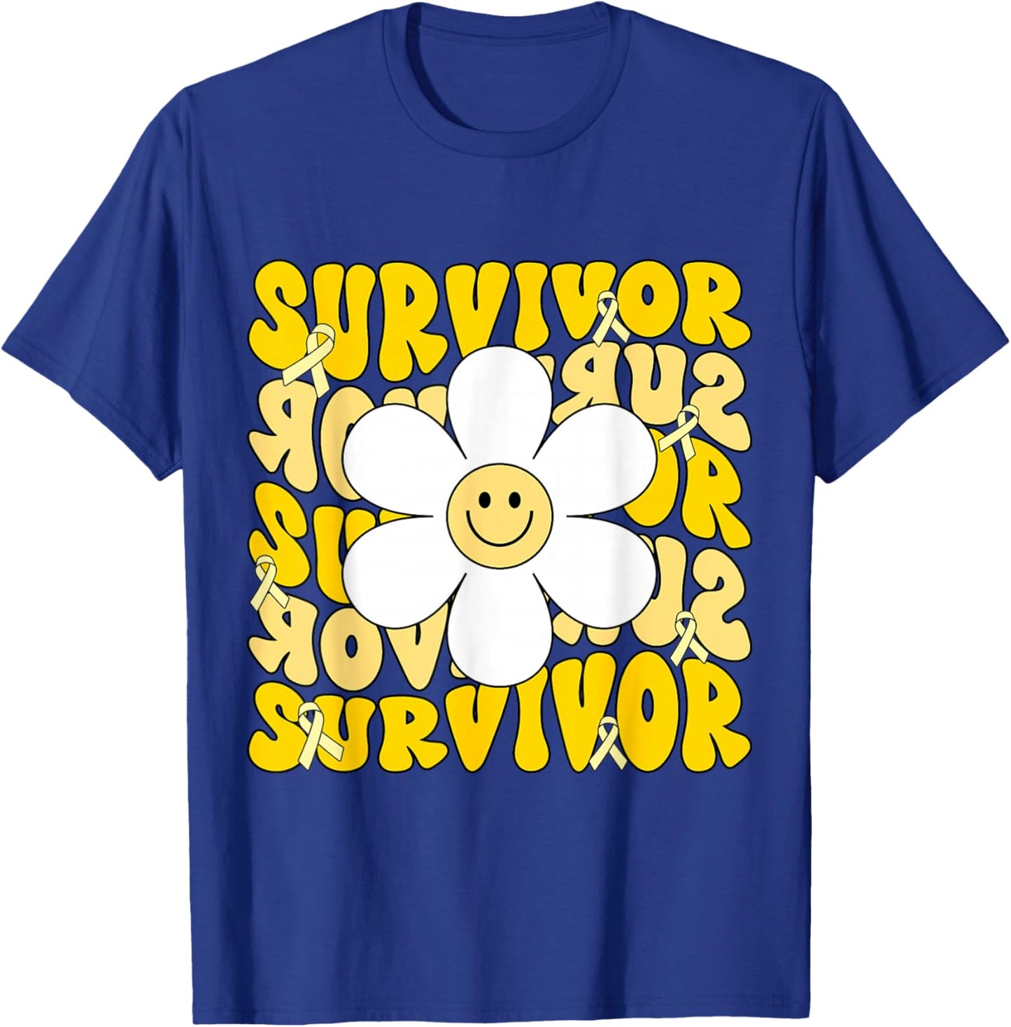 Childhood Cancer Survivor Kids Gold Ribbon Childhood Cancer T-Shirt - T-Shirt | Royal
