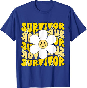 Childhood Cancer Survivor Kids Gold Ribbon Childhood Cancer T-Shirt - T-Shirt | Royal