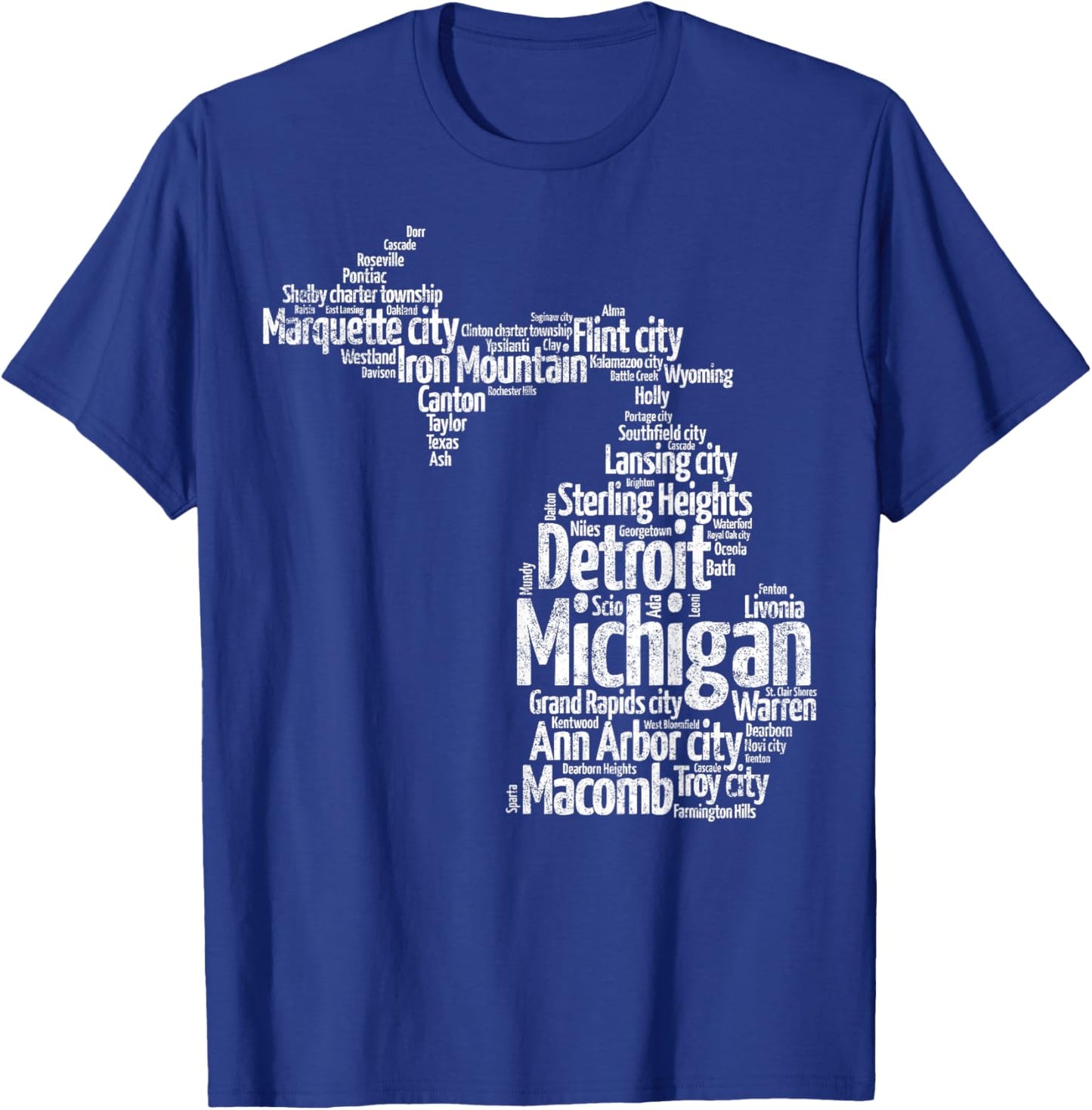 Great Lakes State Map Michigan Vacations Camping Hiking T-Shirt - T-Shirt | Royal