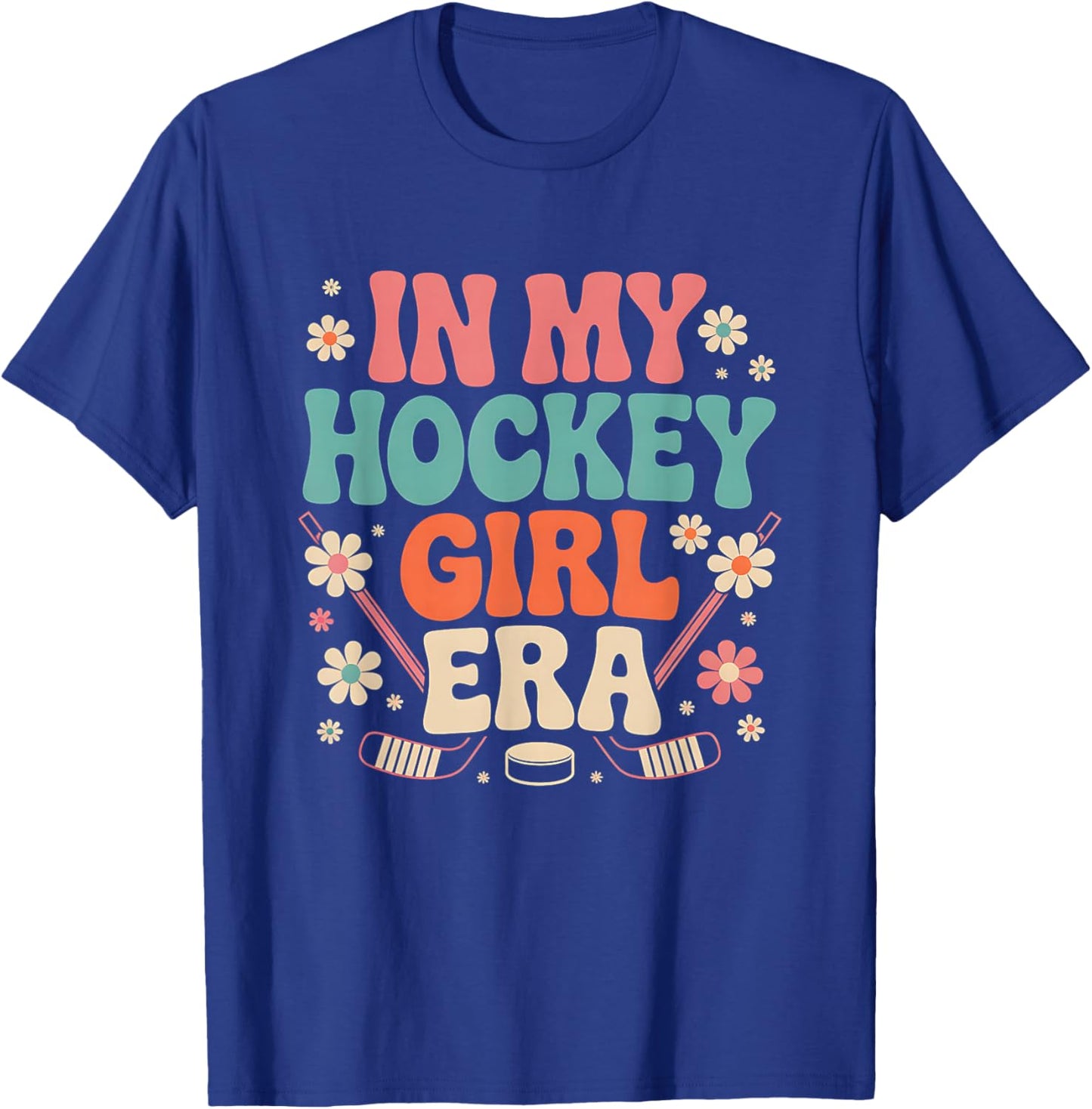 In My Hockey Girls Era Vintage Game Day Groovy Girls Hockey T-Shirt - T-Shirt | Royal