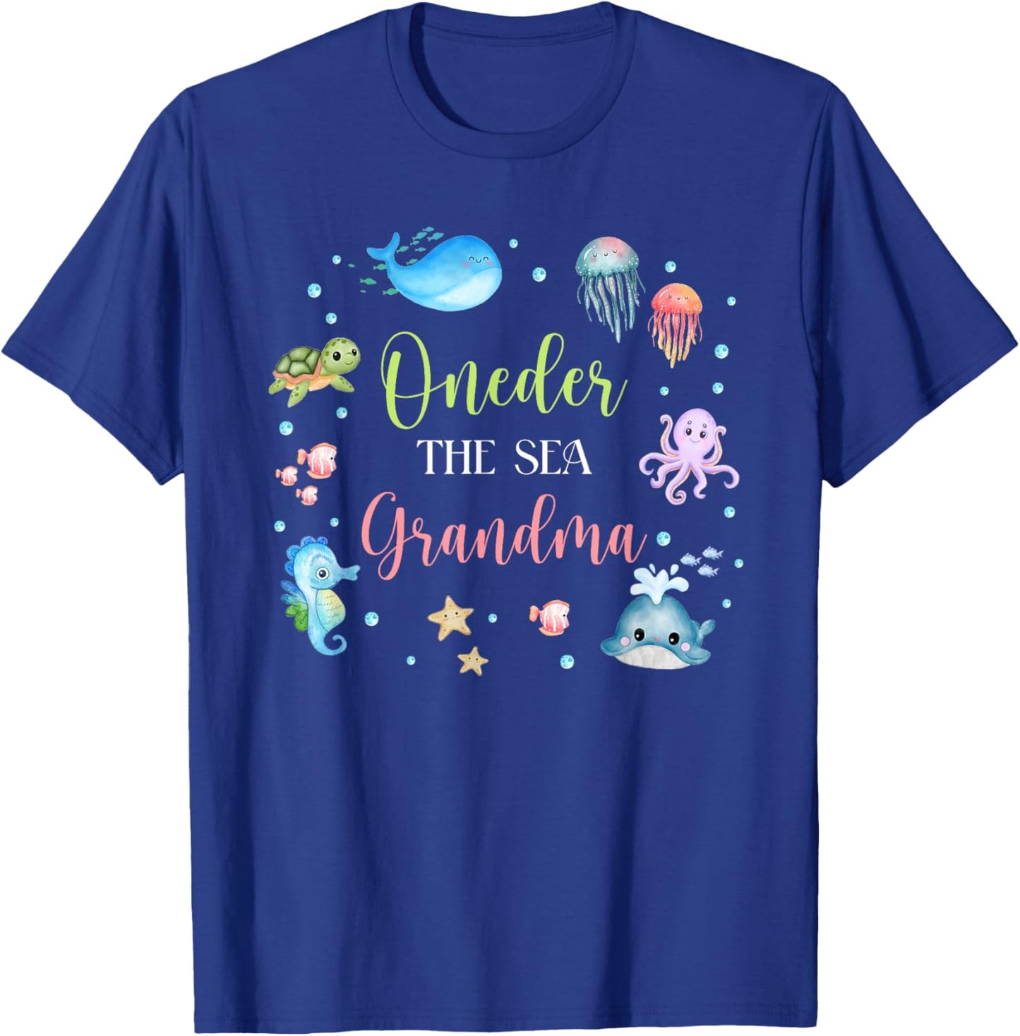 Grandma Under Sea Birthday Party Ocean Sea Animals Themed T-Shirt - T-Shirt | Royal