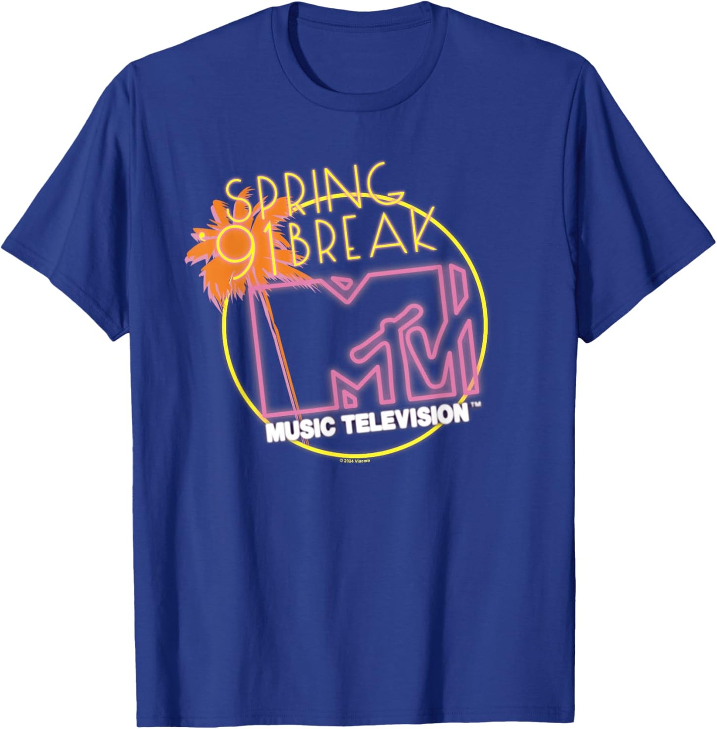 MTV Spring Break '91 Neon Sign T-Shirt - T-Shirt | Royal