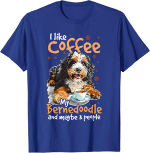 Bernedoodle Dog Breed Pet I like coffee my Bernedoodle T-Shirt - T-Shirt | Royal