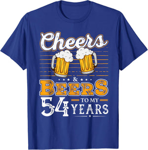 Funny Cheers And Beers To My 54 Years 54th Birthday T-Shirt - T-Shirt | Royal