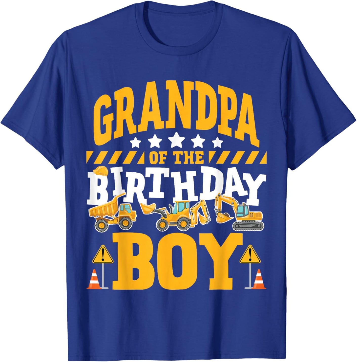 Grandpa of the Birthday Boy Excavator Construction Truck T-Shirt - T-Shirt | Royal