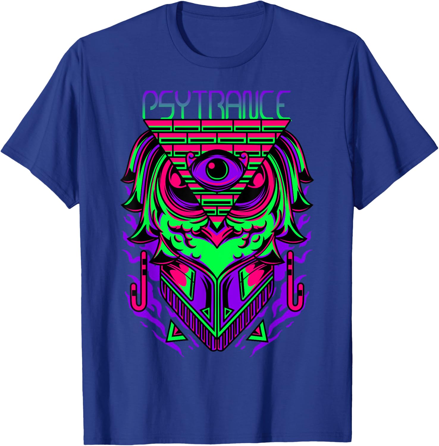 Psytrance Shirt, Rave Shirt, Techno Owl, EDM, Trippy 3rd Eye T-Shirt - T-Shirt | Royal