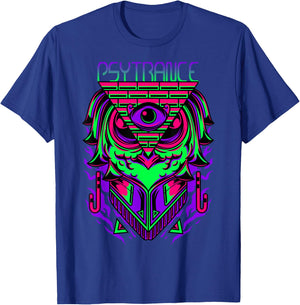 Psytrance Shirt, Rave Shirt, Techno Owl, EDM, Trippy 3rd Eye T-Shirt - T-Shirt | Royal