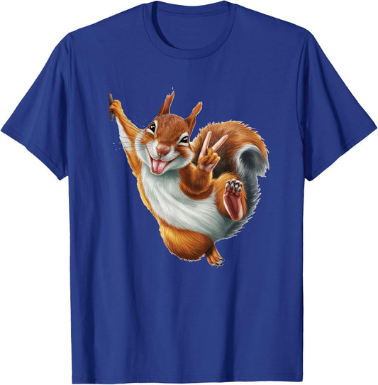 FUNNY SQUIRREL GIVING A PEACE SIGN. Makes me smile! SHAKA! T-Shirt - T-Shirt | Royal