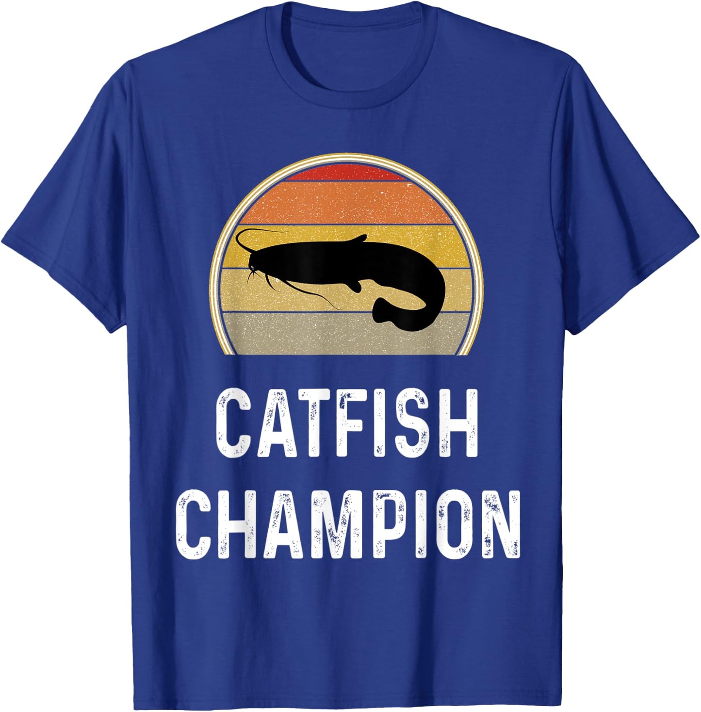 Catfish Champion Fishing Gifts Funny Fisherman Shirt Retro T-Shirt - T-Shirt | Royal