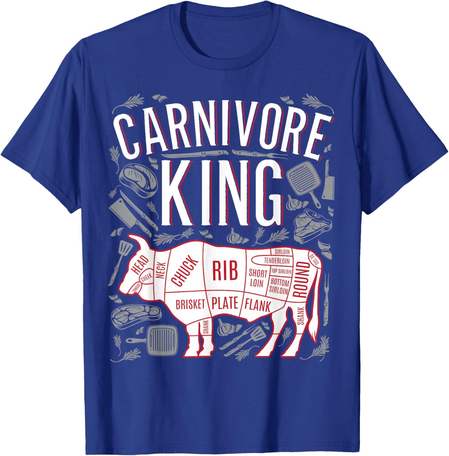 Funny Carnivore King Meat lover Gift Dads who BBQ T-Shirt - T-Shirt | Royal