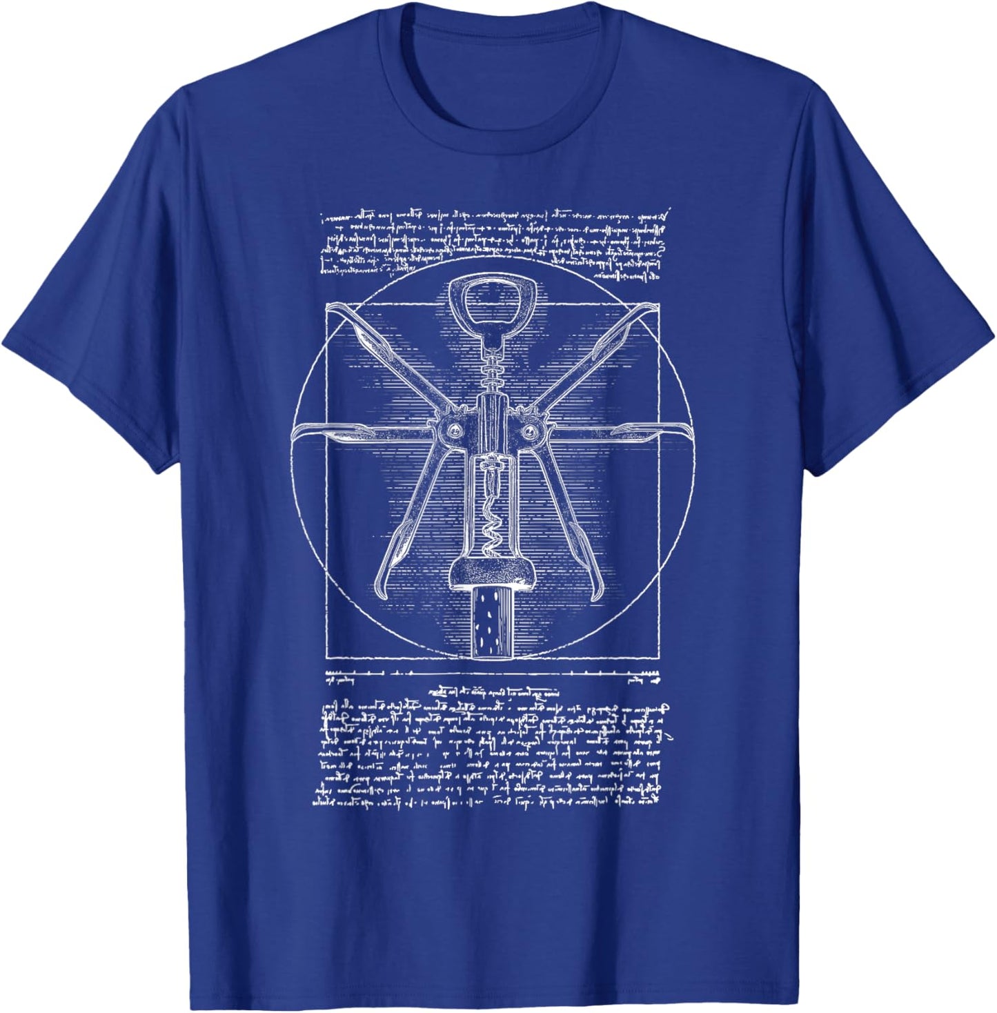 Corkscrew Vitruvian Wine Bartender Man da Vinci Wine T-Shirt - T-Shirt | Royal