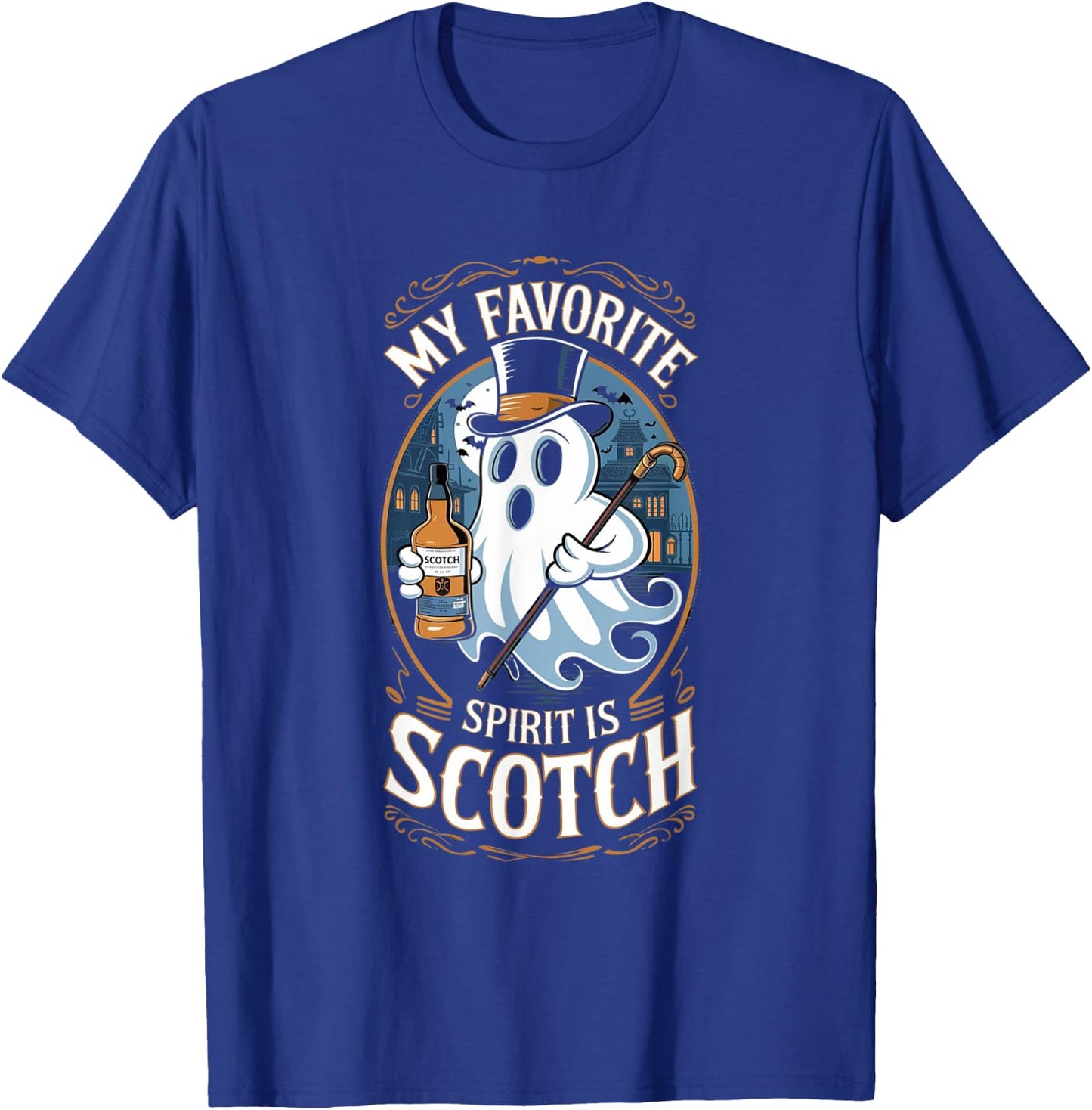 My Favorite Spirit Is Scotch Ghost Halloween Funny T-Shirt - T-Shirt | Royal