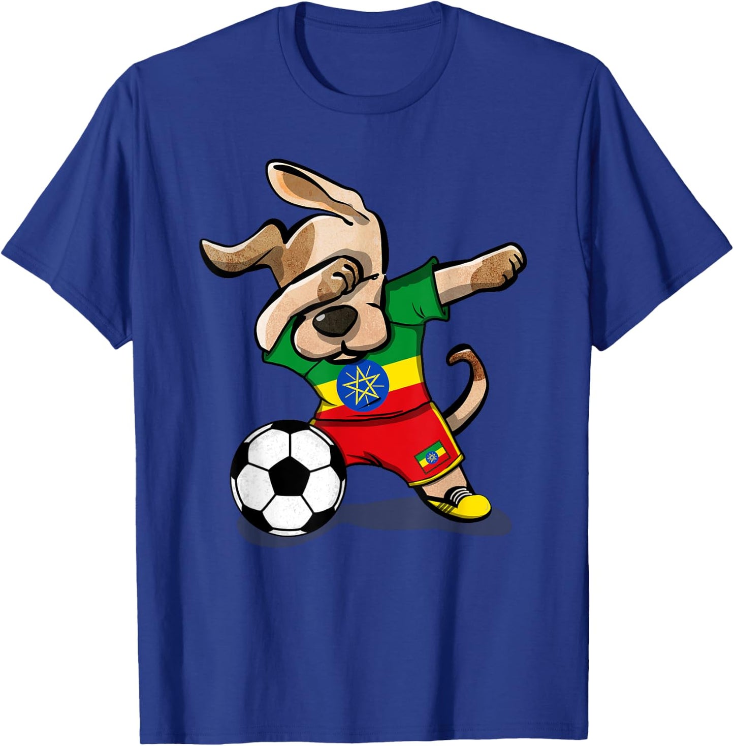 Dabbing Dog Ethiopia Soccer Fans Jersey Ethiopian Football Men Women Girls Kids T-Shirt - T-Shirt | Royal