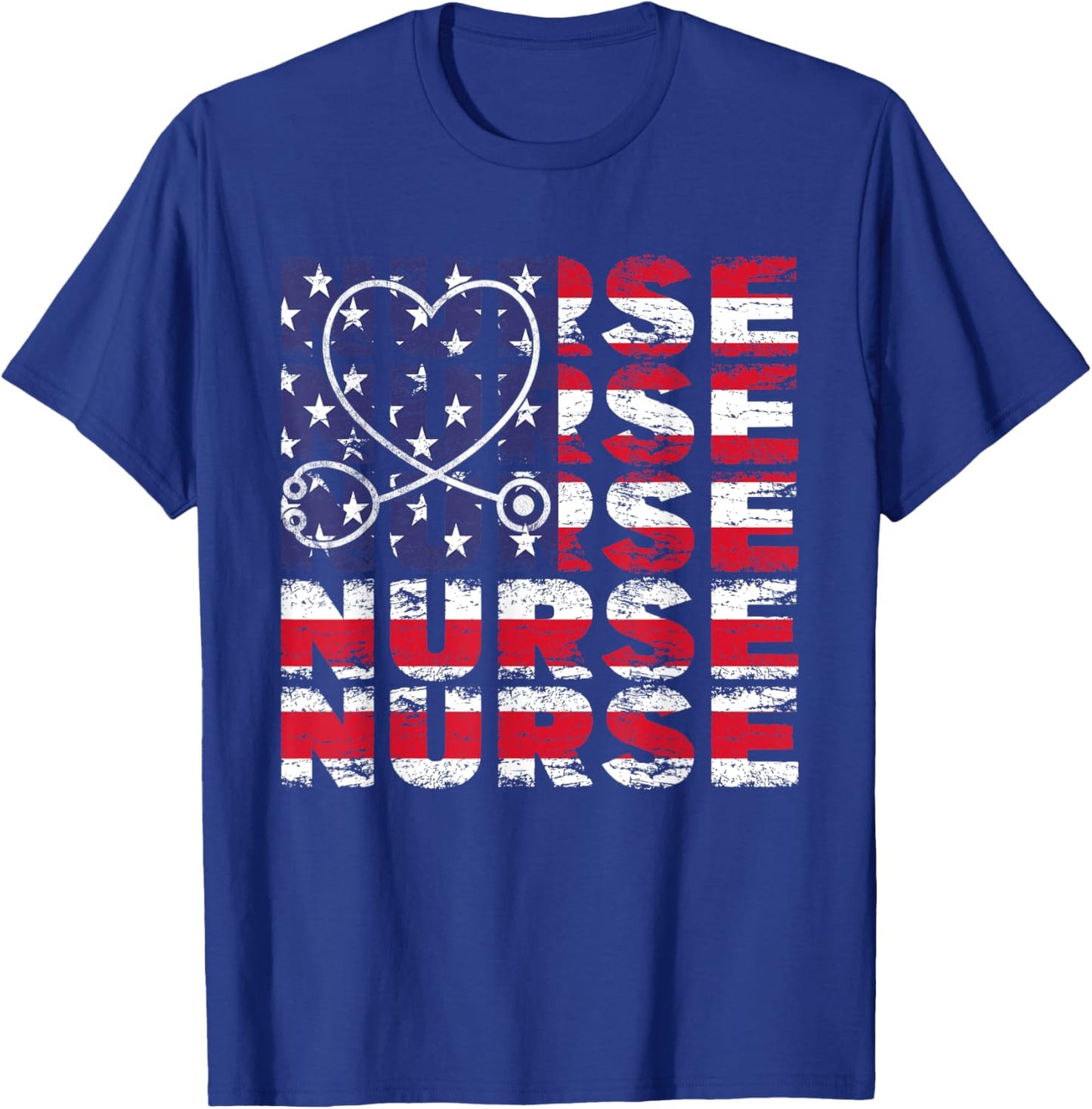 4th Of July Nurse American Flag Nursing USA Patriotic Women Kids Men T-Shirt - T-Shirt | Royal