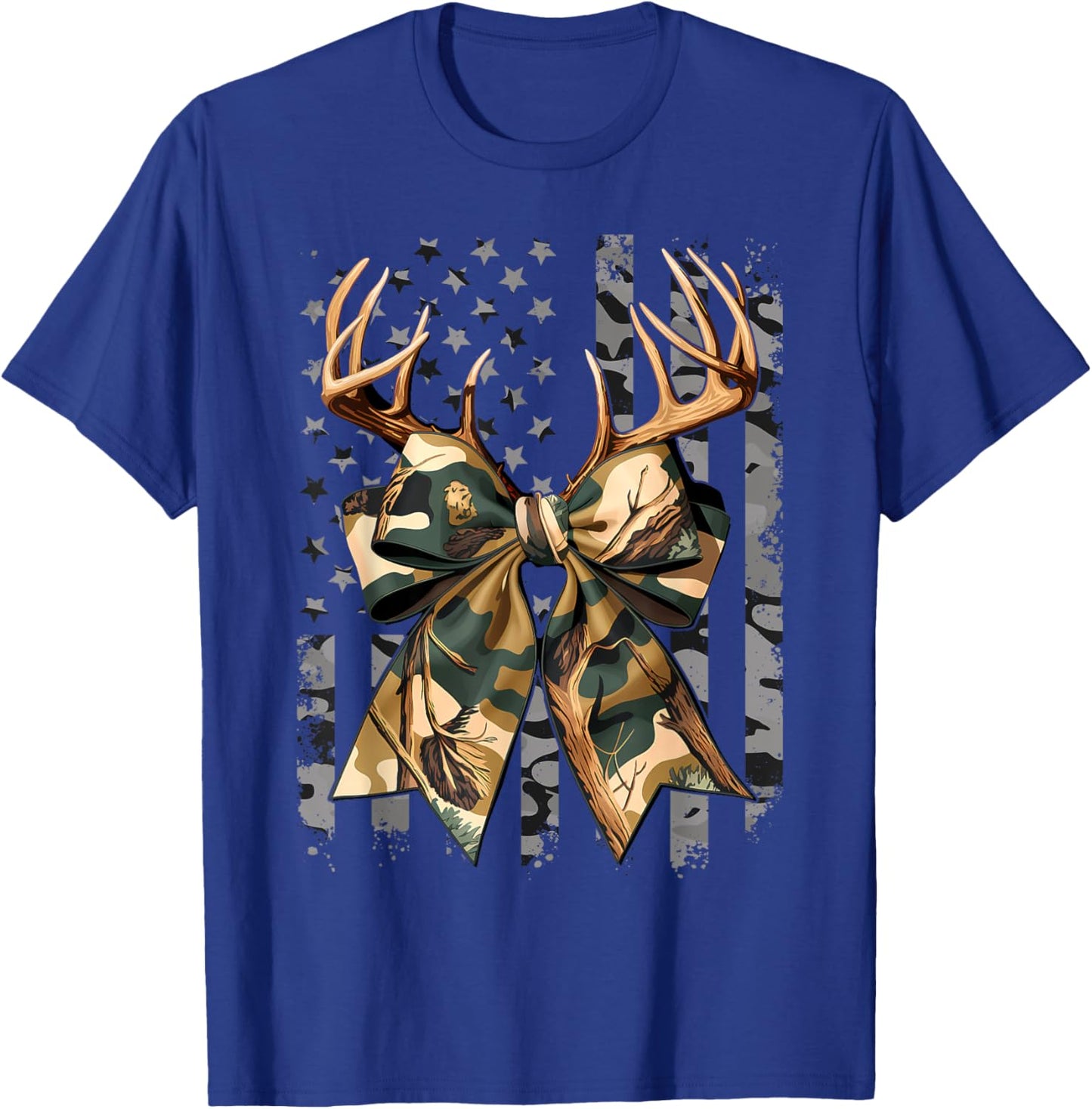 Camo Coquette Bow Deer Hunt Duck Hunting Women Girls Kids T-Shirt - T-Shirt | Royal