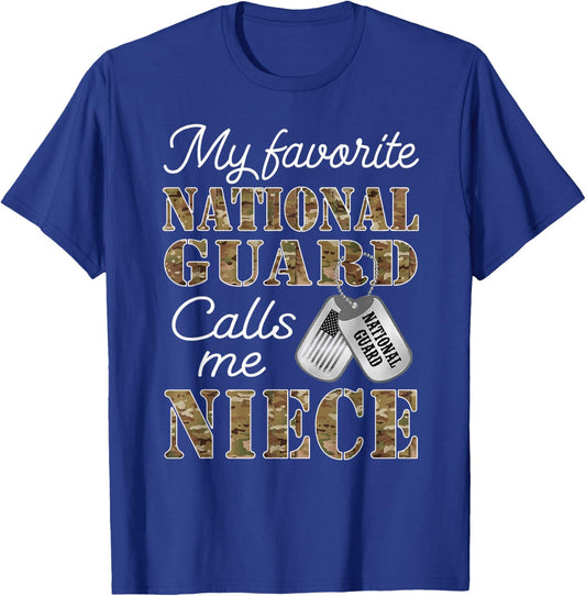 My Favorite National Guard Calls Me Niece Proud Army Niece T-Shirt - T-Shirt | Royal