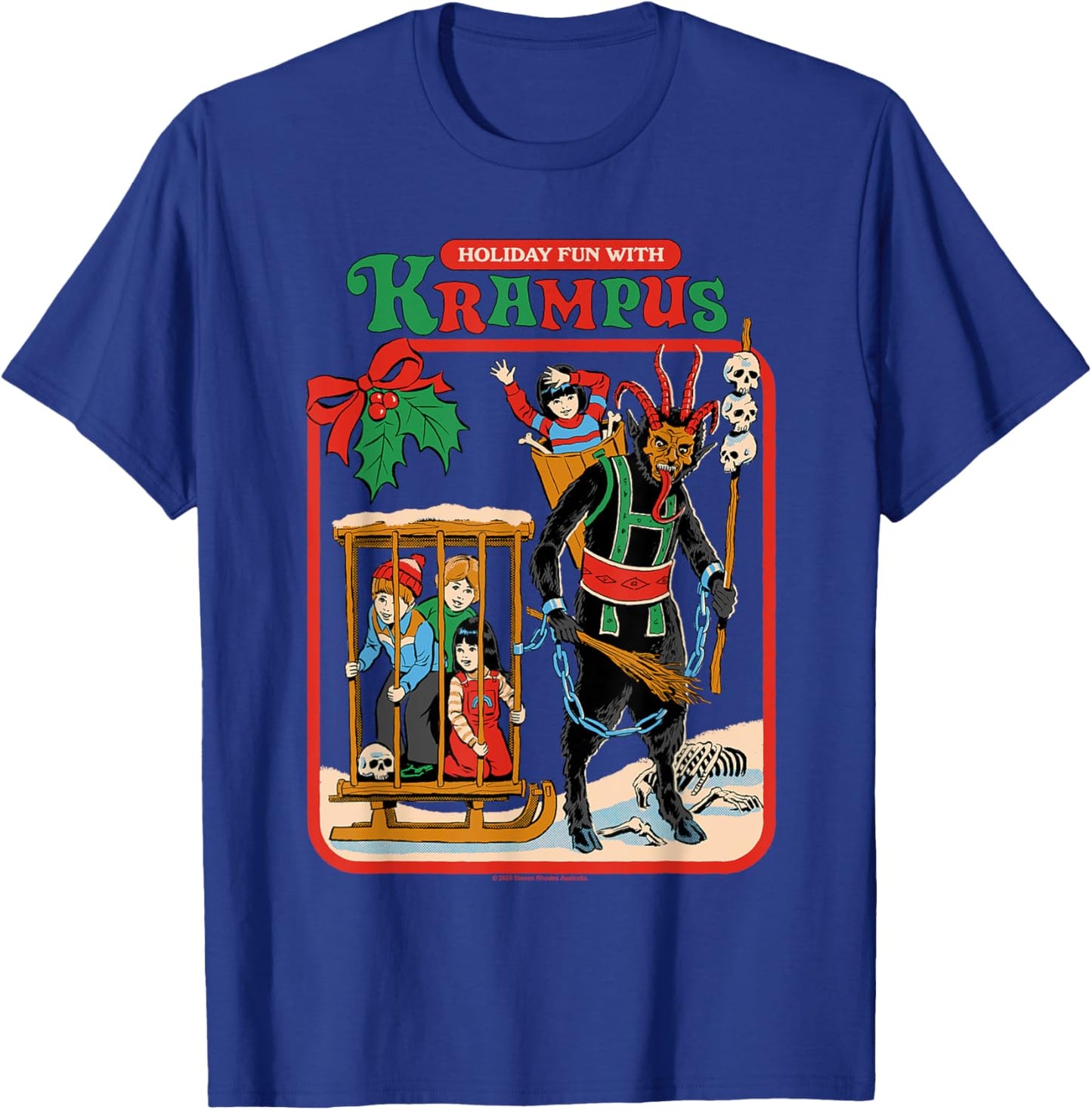 Fun with Krampus Christmas Retro Vintage Funny Adult Humor T-Shirt - T-Shirt | Royal