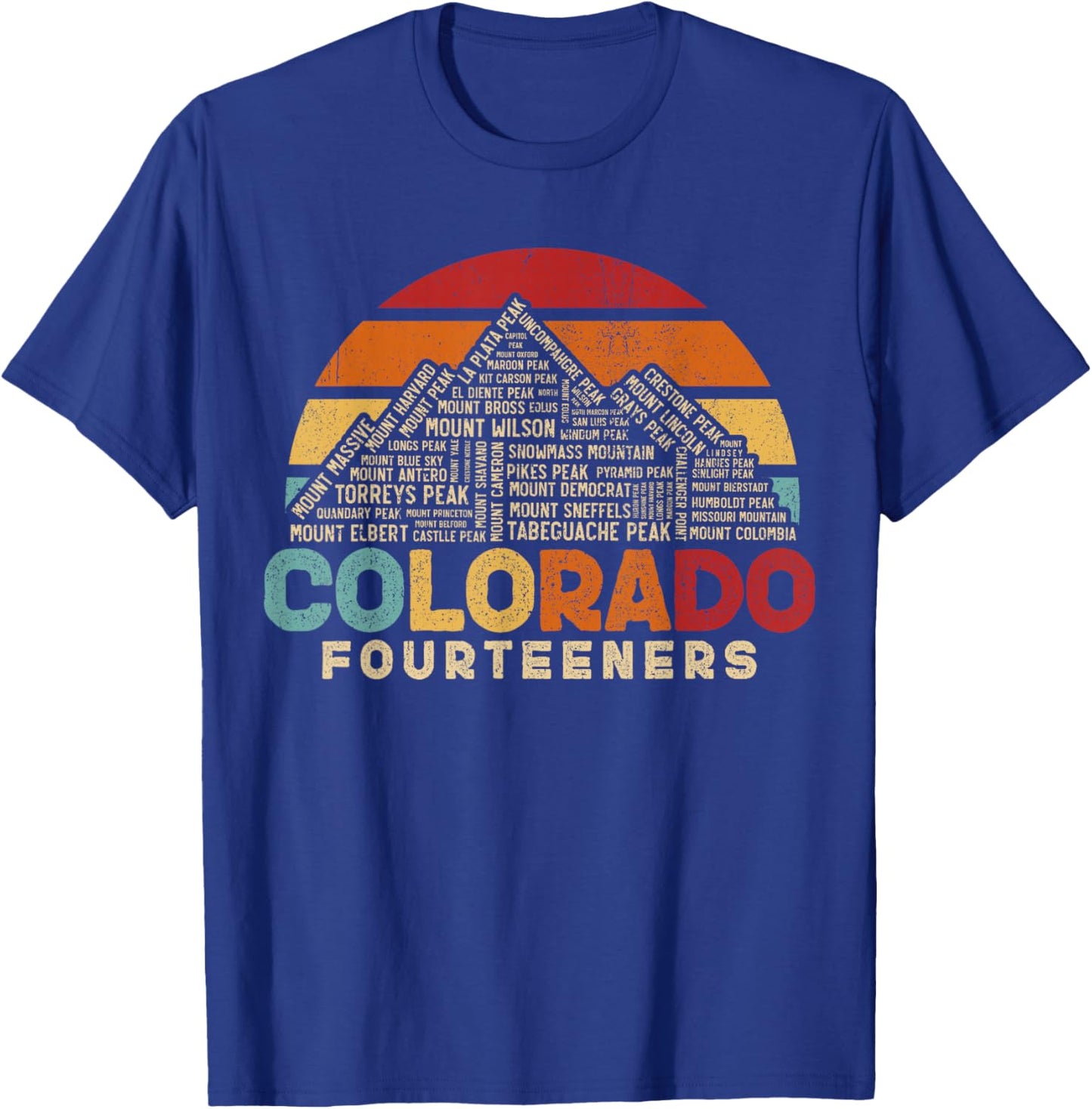 Colorado 14ers - Fourteeners - Rocky Mountain State Hiker T-Shirt - T-Shirt | Royal