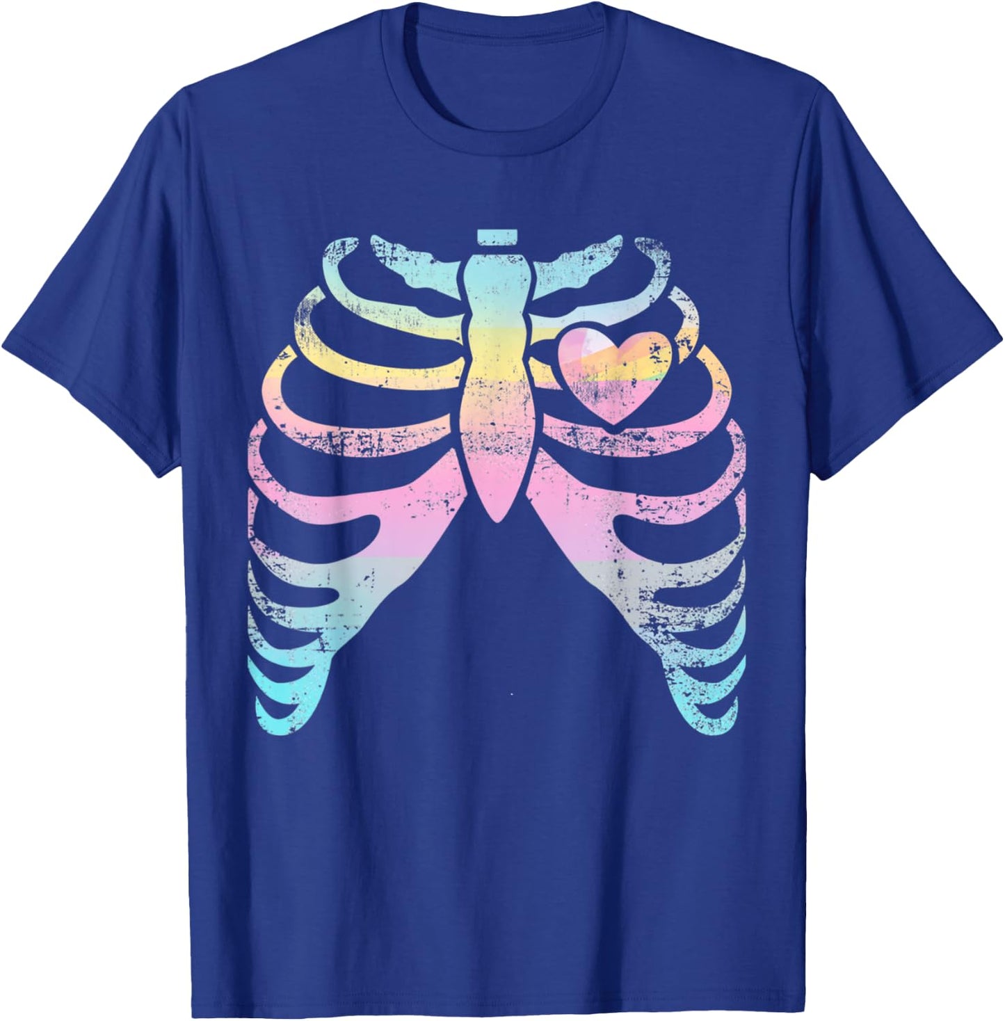 Menhera Kei Kawaii Pastel Goth Aesthetic Rib Cage & Heart T-Shirt - T-Shirt | Royal