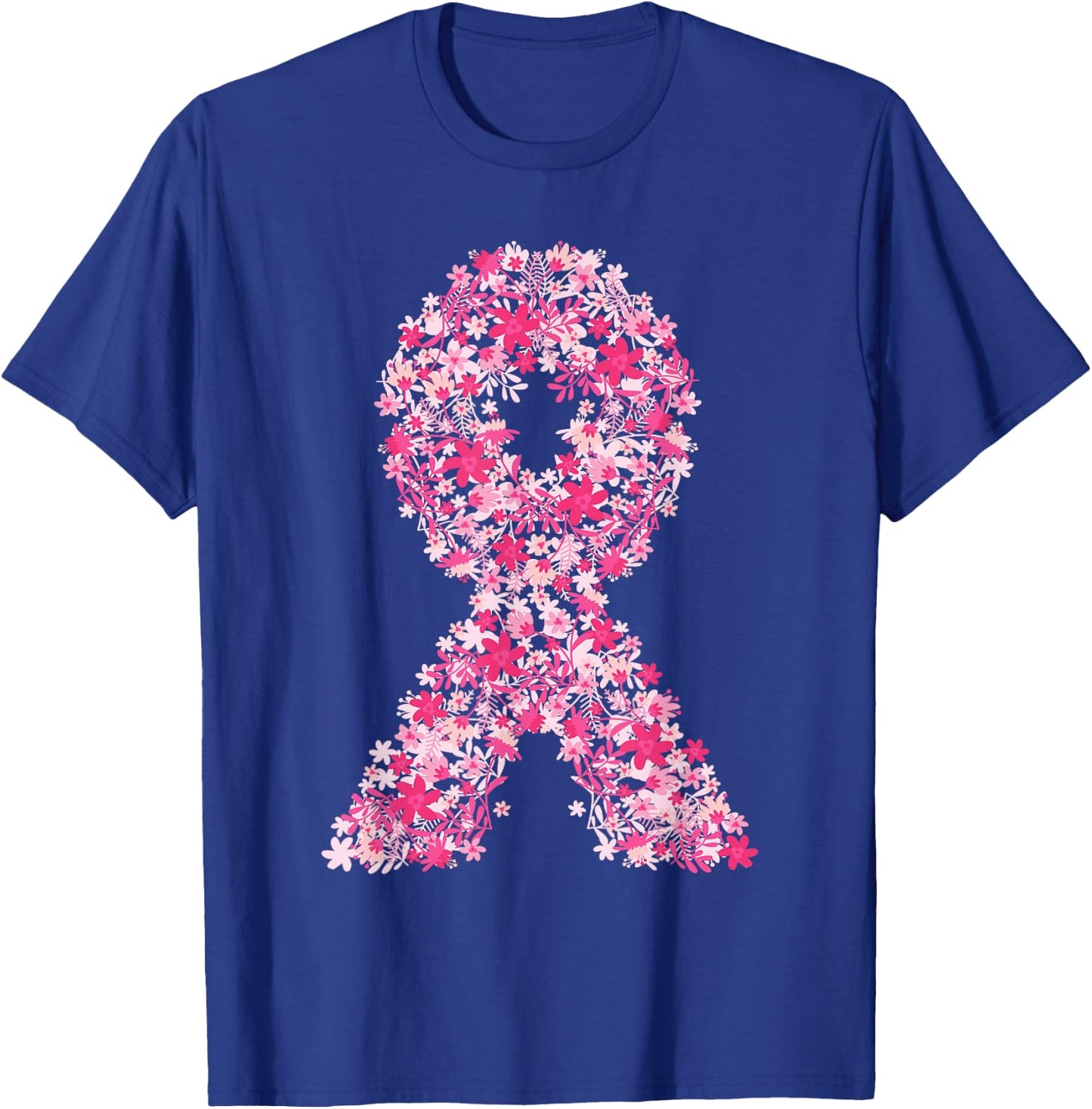 Breast Cancer Pink Ribbon Floral Flower Cute Awareness Gifts T-Shirt - T-Shirt | Royal