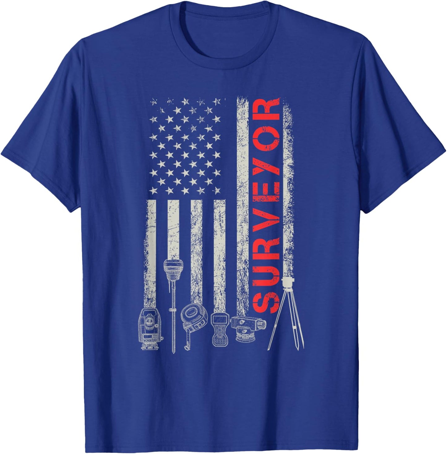 American flag land Surveyor surveying puns engineer T-Shirt - T-Shirt | Royal