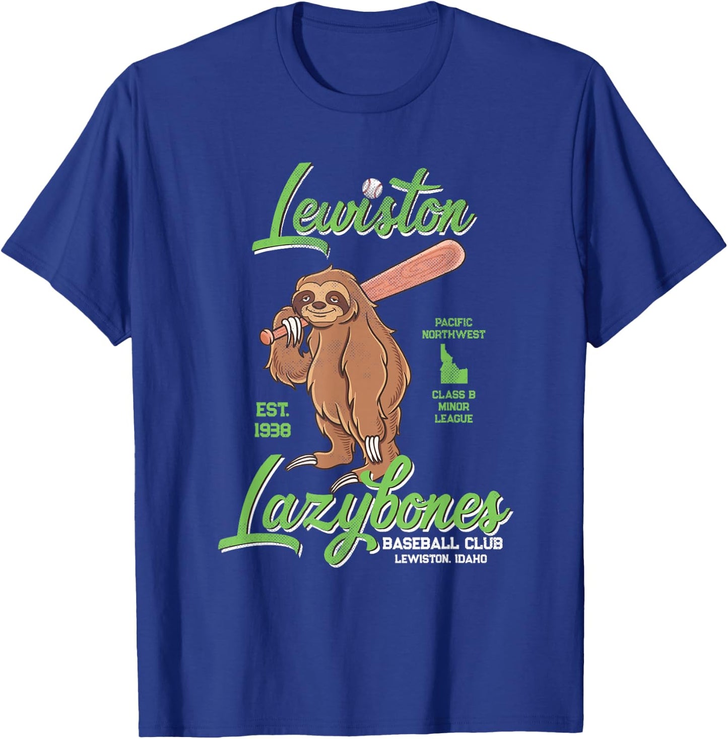 Lewiston Lazybones Minor League Retro Baseball Team T-Shirt - T-Shirt | Royal