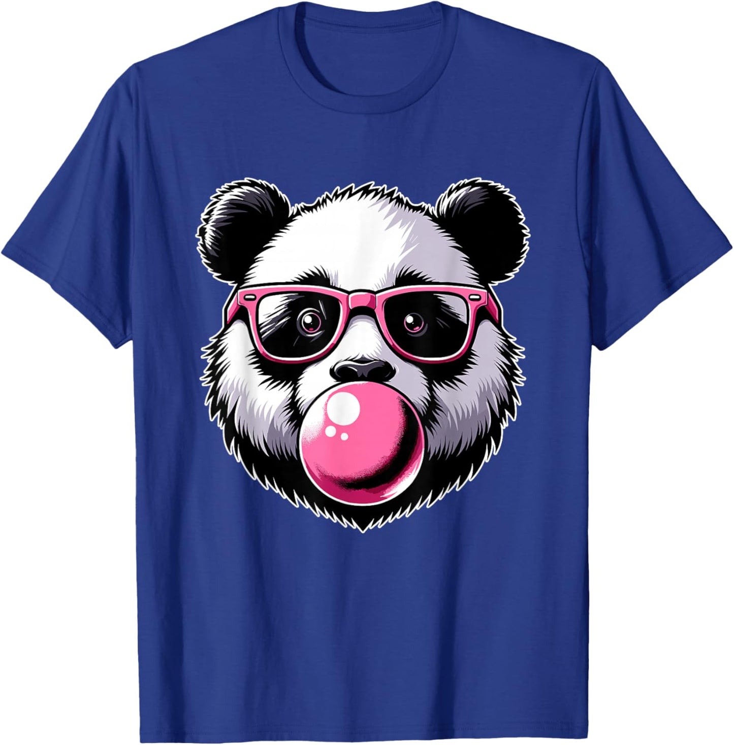 Cool Panda With Glasses, Chewing Gum Bubble & Panda Face T-Shirt - T-Shirt | Royal