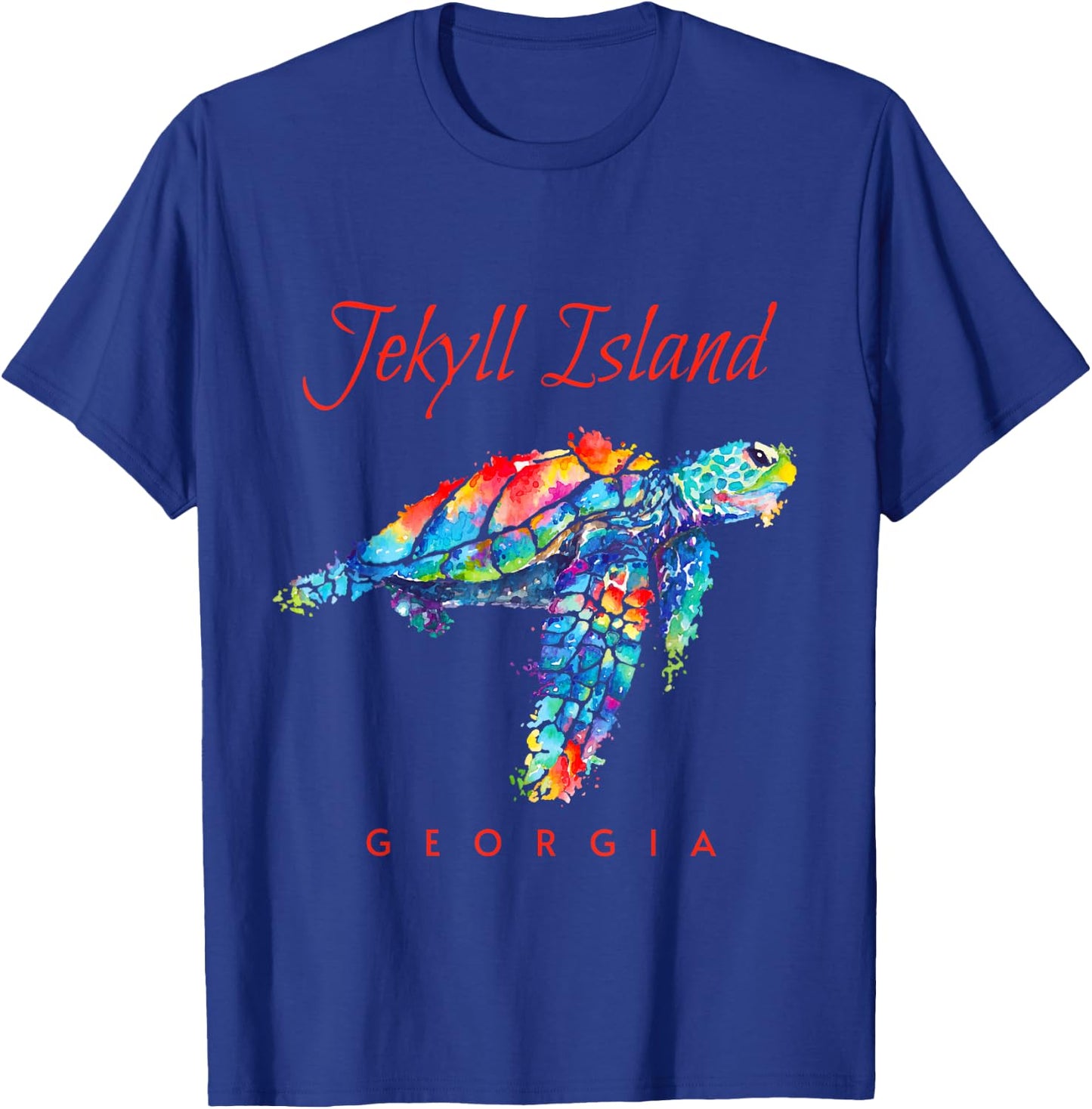 Jekyll Island Georgia Watercolor Sea Turtle T-Shirt - T-Shirt | Royal