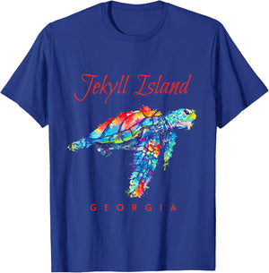 Jekyll Island Georgia Watercolor Sea Turtle T-Shirt - T-Shirt | Royal